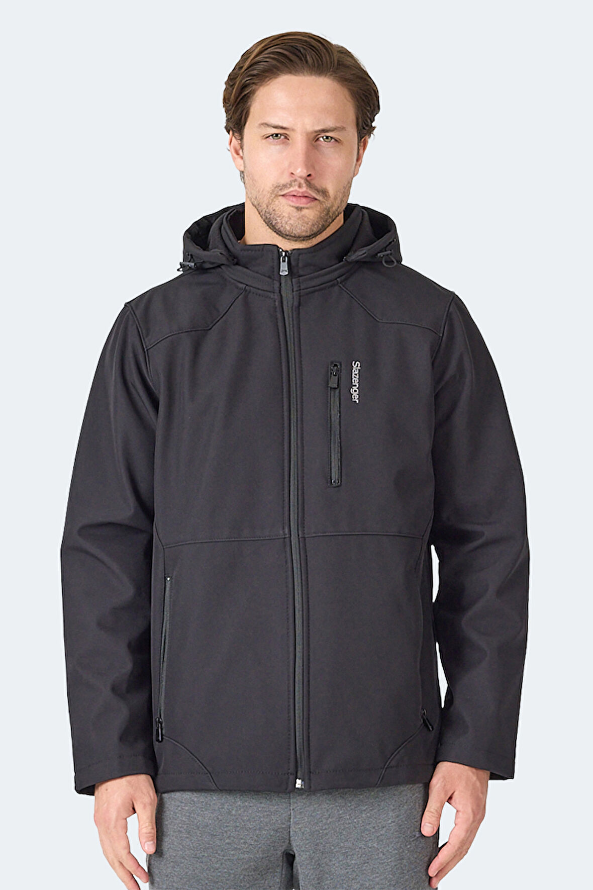 Slazenger HARMONIC Erkek Kapüşonlu Fermuarlı Siyah Yelek