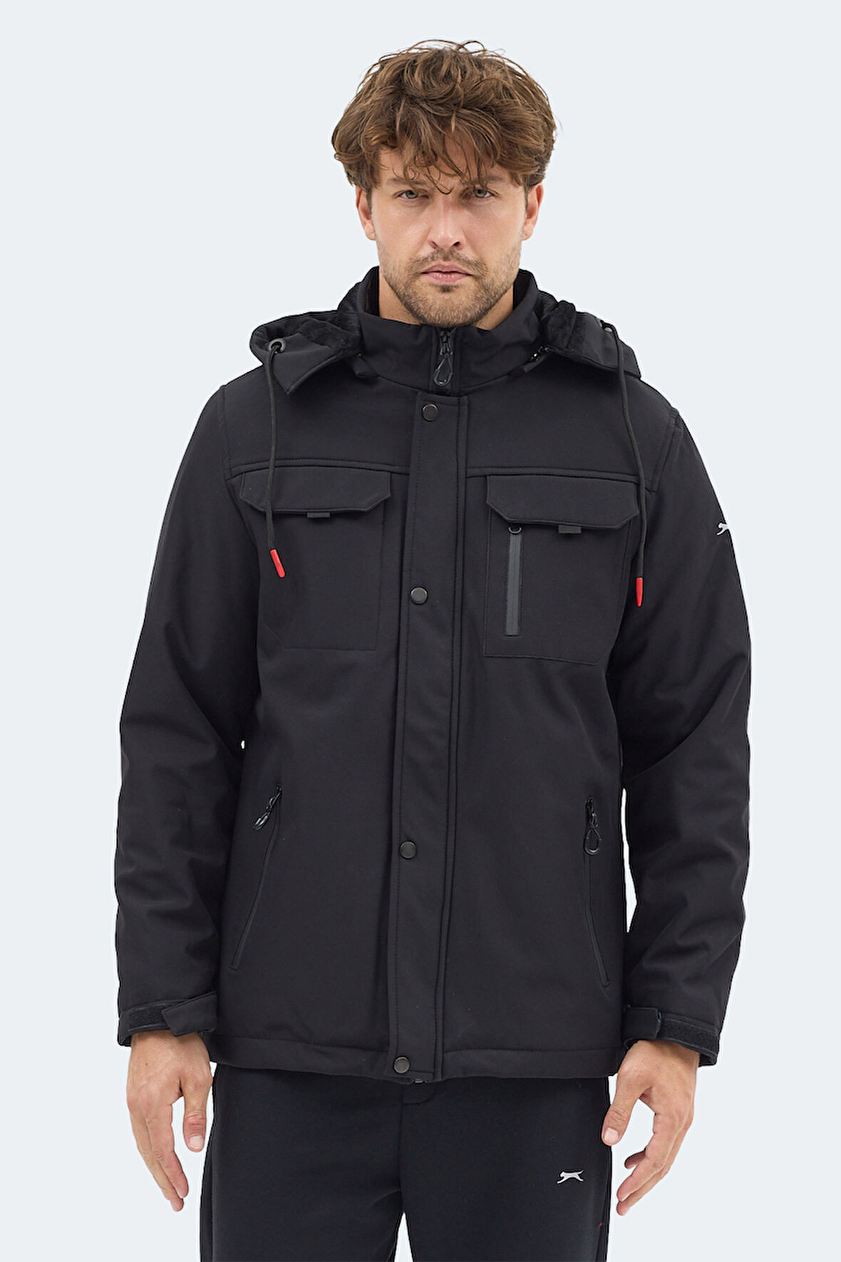 Slazenger GLEAM Erkek Kapüşonlu Siyah Mont & Kaban