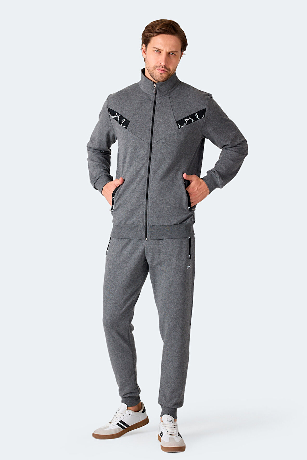 Slazenger FELON Erkek Fermuar Cepli Antrasit Eşofman Takımı