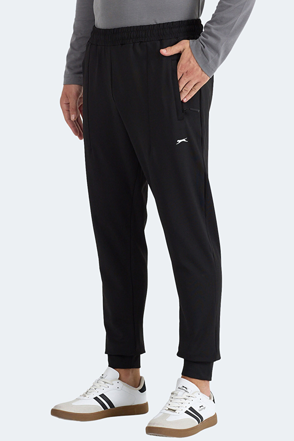 Slazenger FLAUNT Erkek Fermuar Cepli Siyah Eşofman Altı