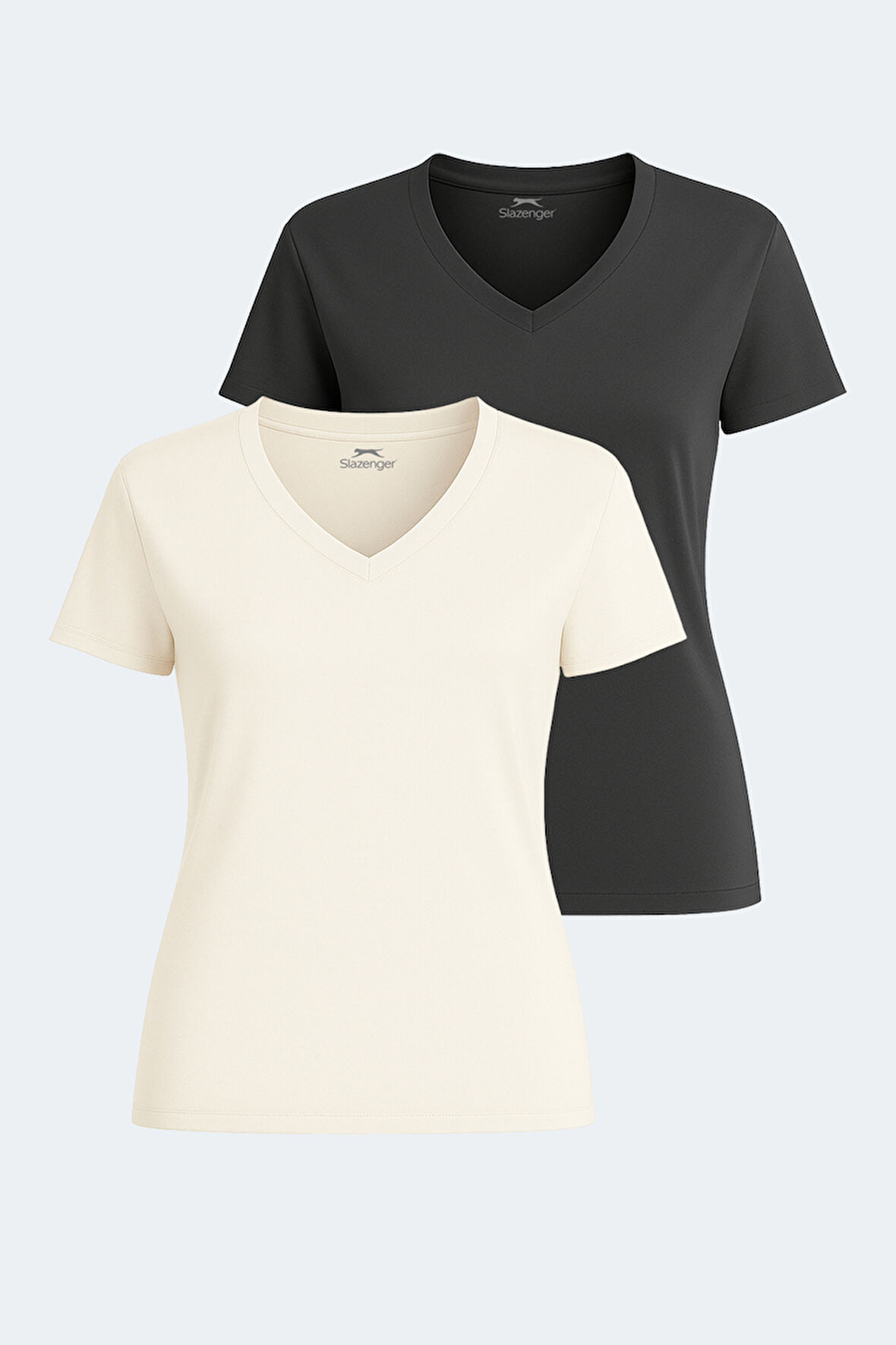 Slazenger PERICAS 2 li Set Kadın  Ekru - Koyu Gri Tişört