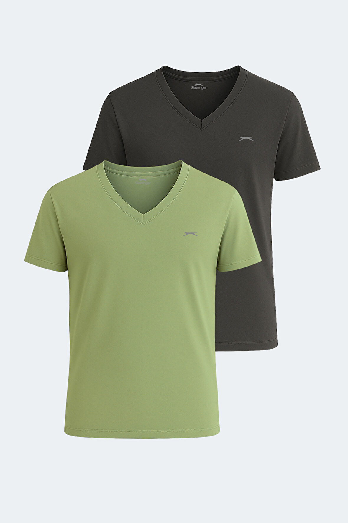 Slazenger KRAKKER 2 li Set Erkek  Koyu Gri - Açık Yeşil Tişört
