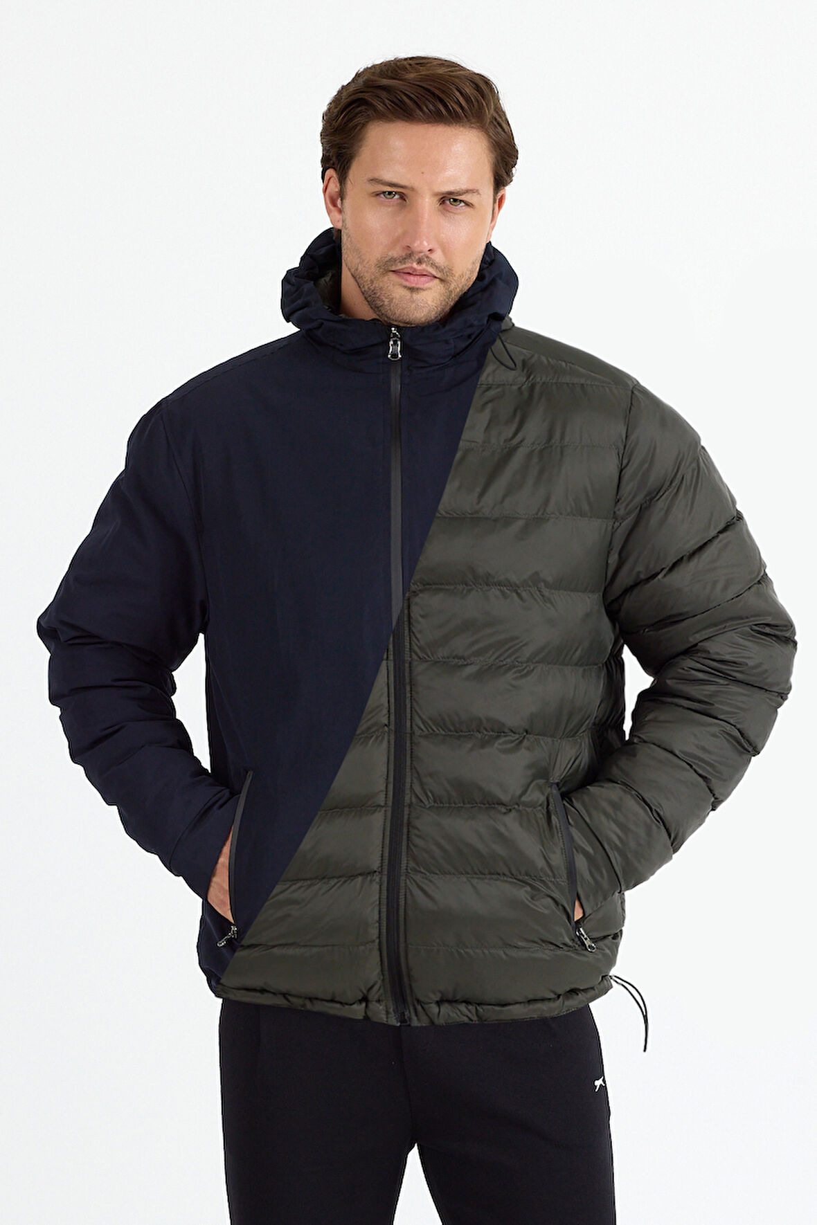 Slazenger BRELIS Erkek Çift Taraflı Lacivert Mont & Kaban