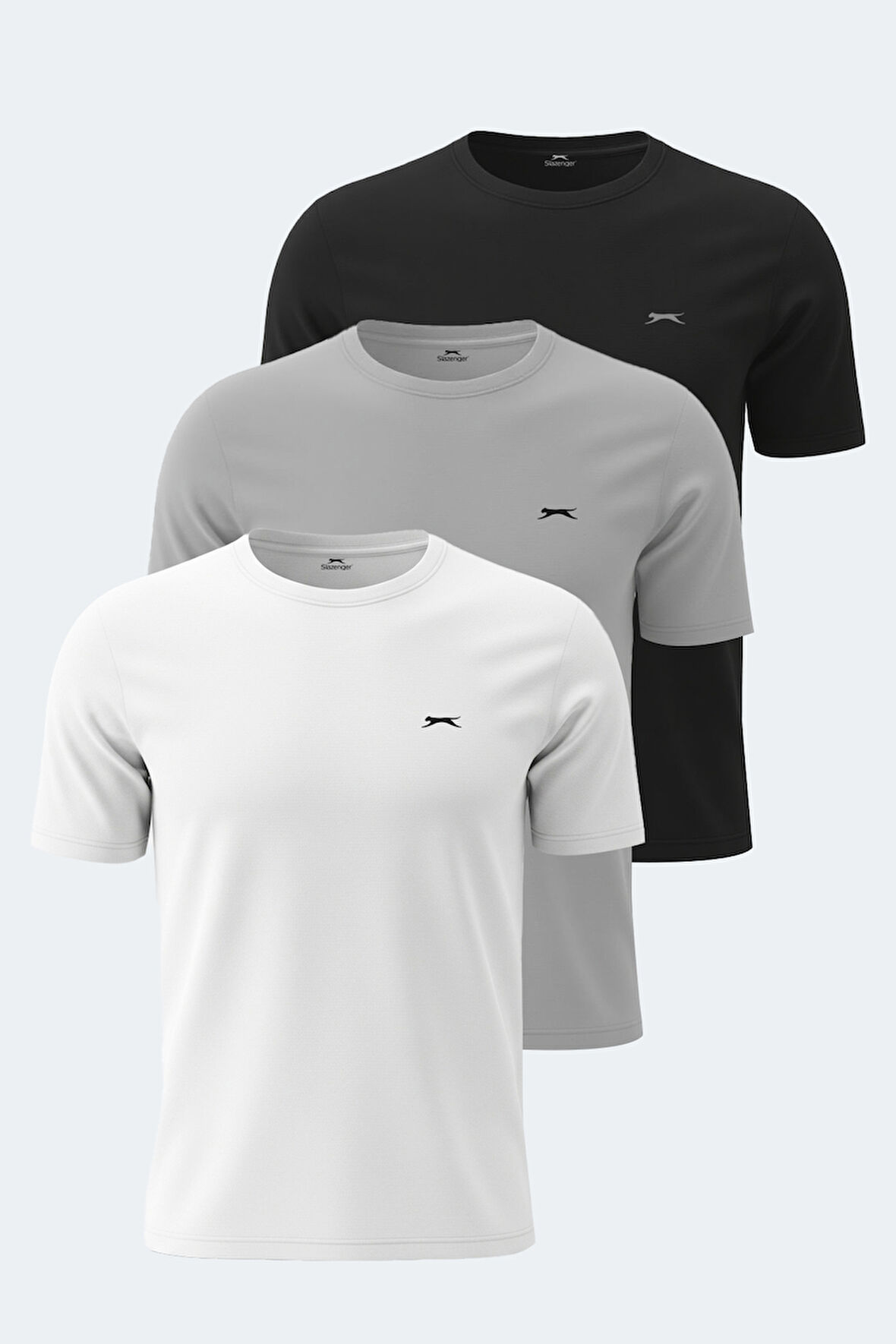 Slazenger ROSALVA 3 lü Set Erkek  Beyaz - Gri - Siyah Tişört