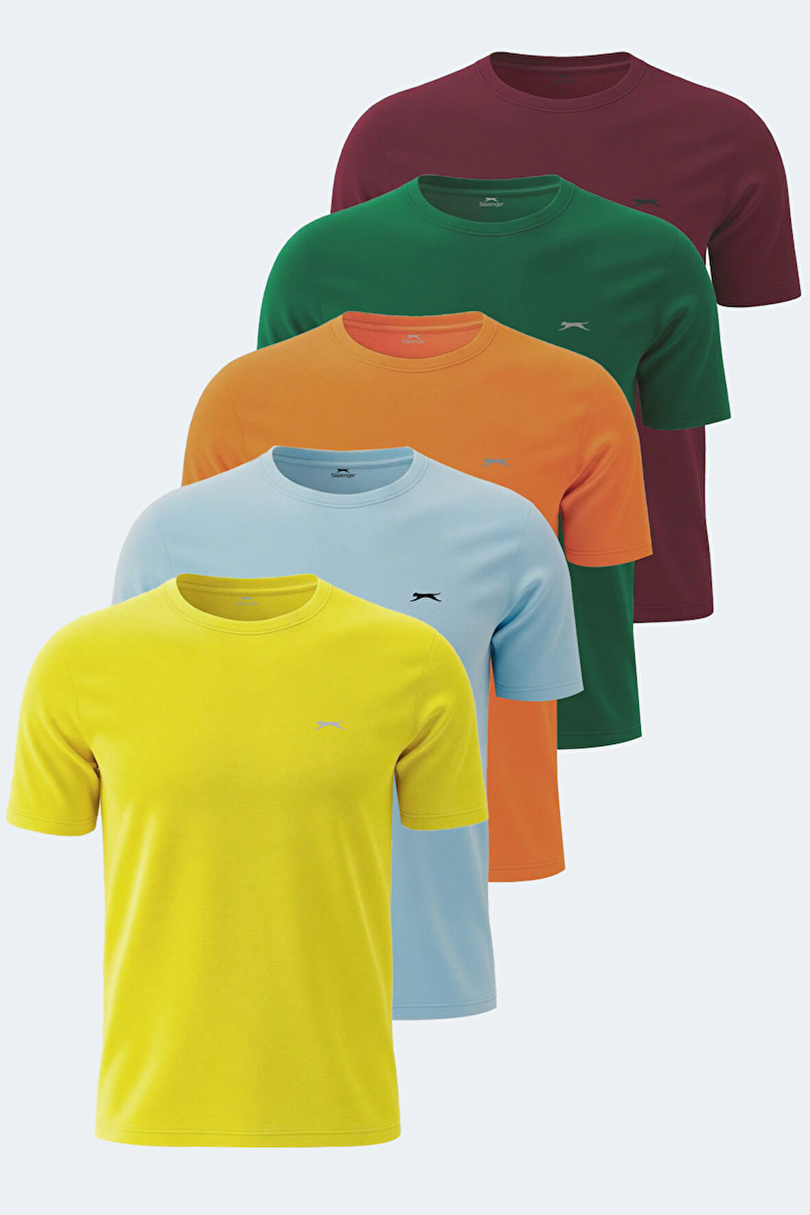 Slazenger ROSALVA 5 li Set Erkek  Sarı - Mavi - Yeşil - Turuncu - Bordo Tişört