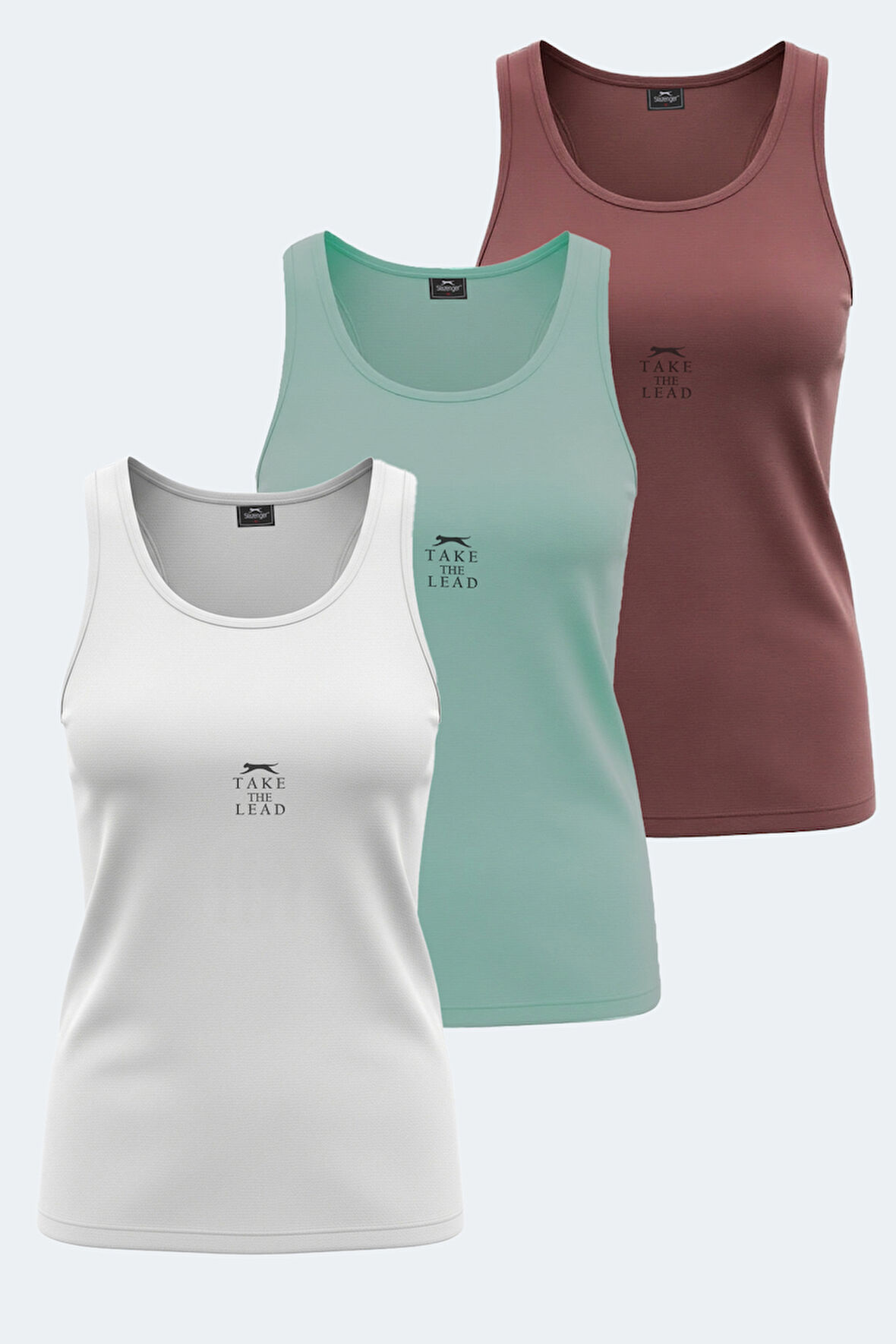 Slazenger VLADLEN 3 lü Set Kadın  Beyaz - Gül - Su Yeşili Atlet