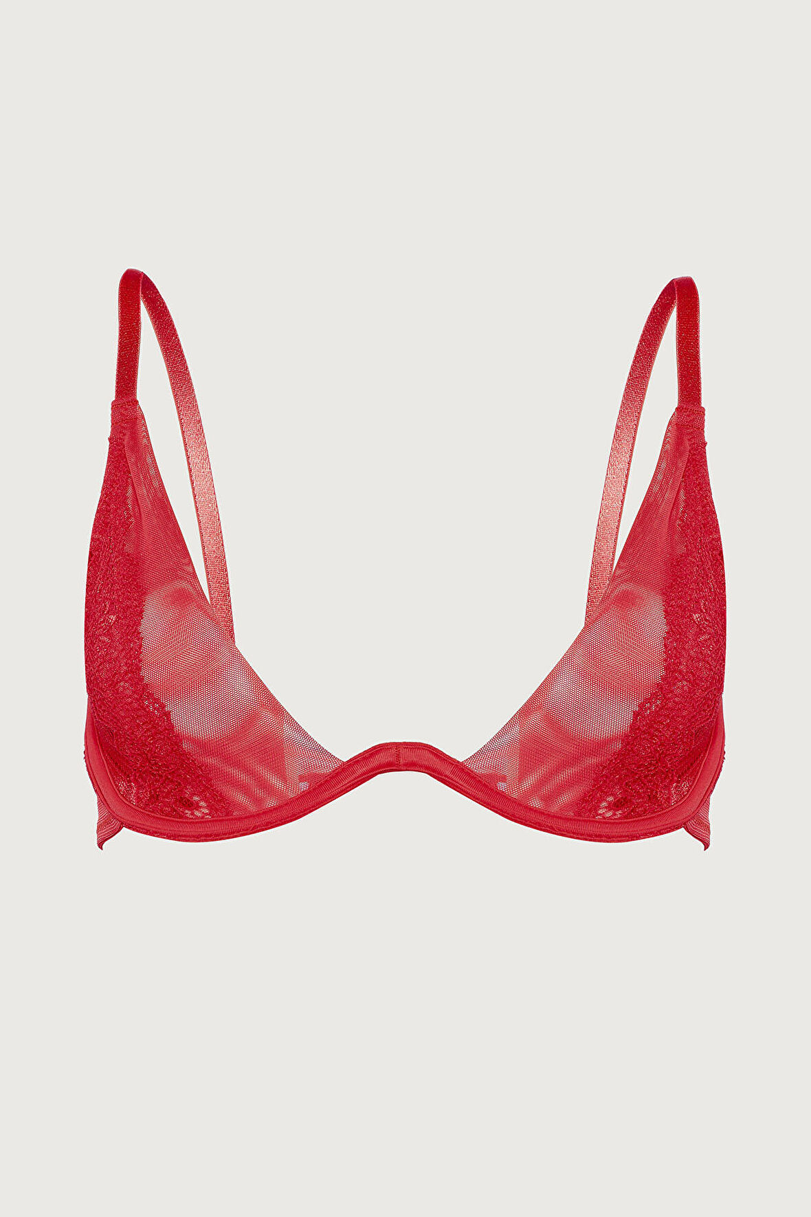 Kırmızı Crimson Kapsız Dantelli Tek Sütyen