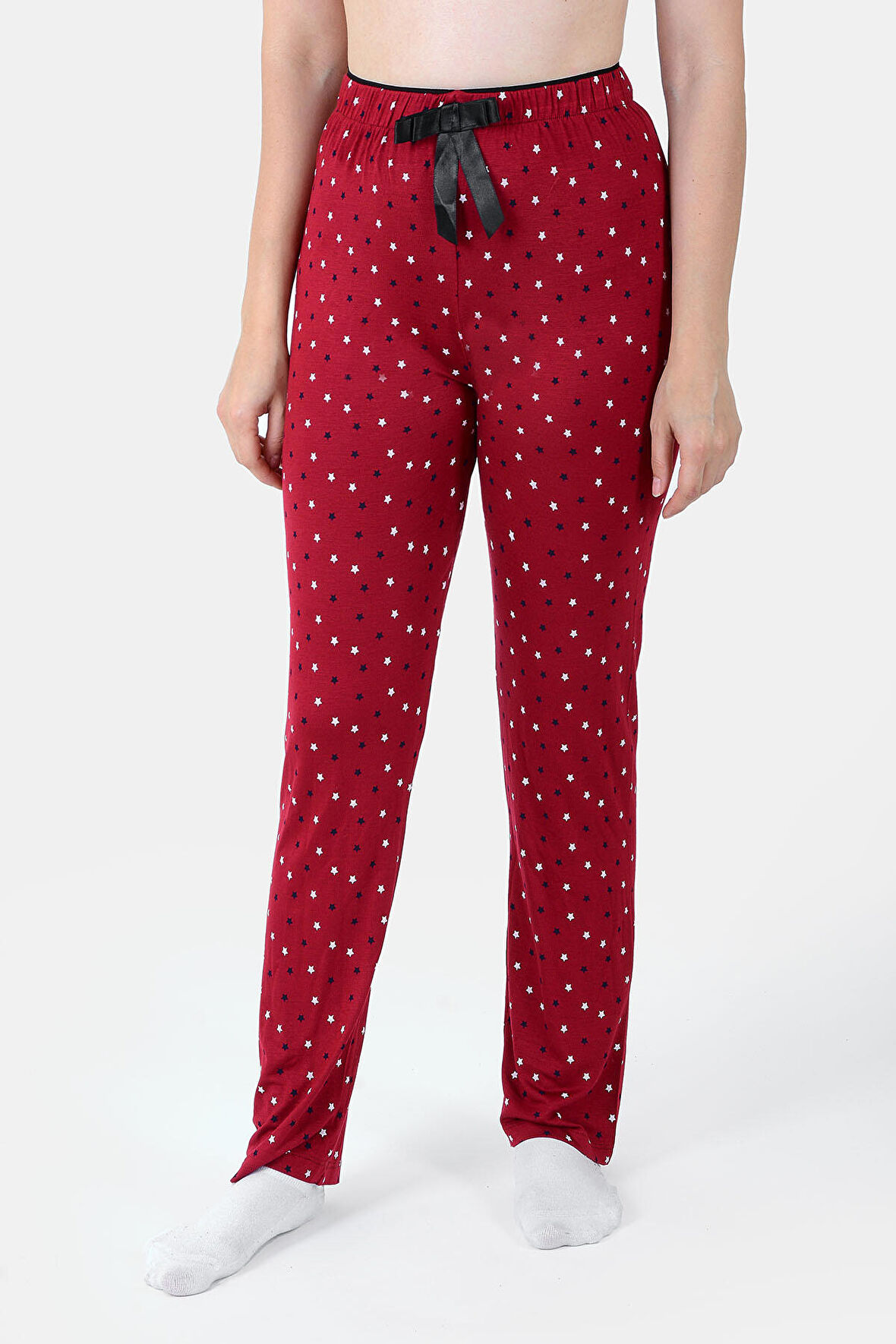 Bordo Loya Start Yıldız Desenli Pijama Altı