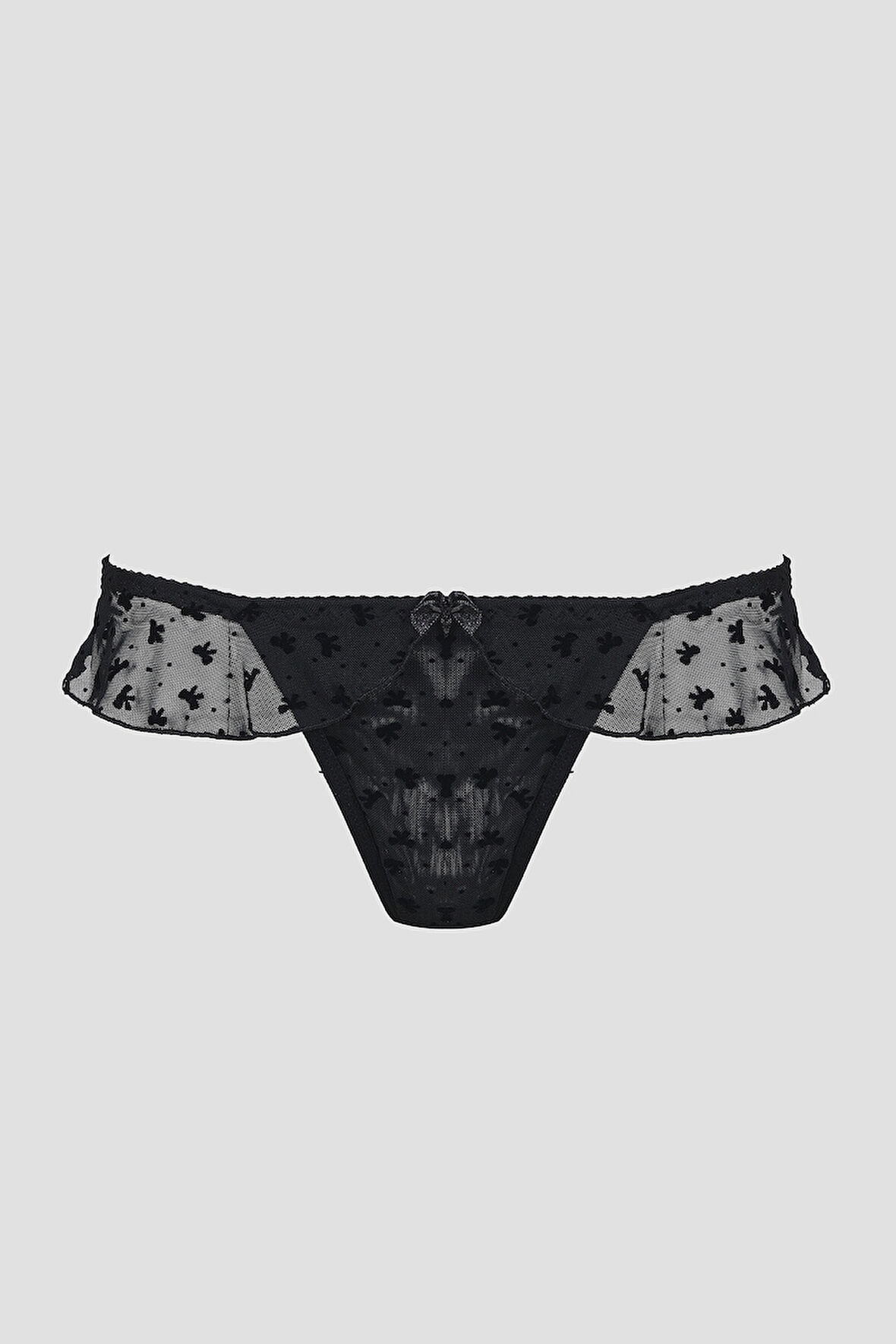 Siyah Bow Fırfırlı String