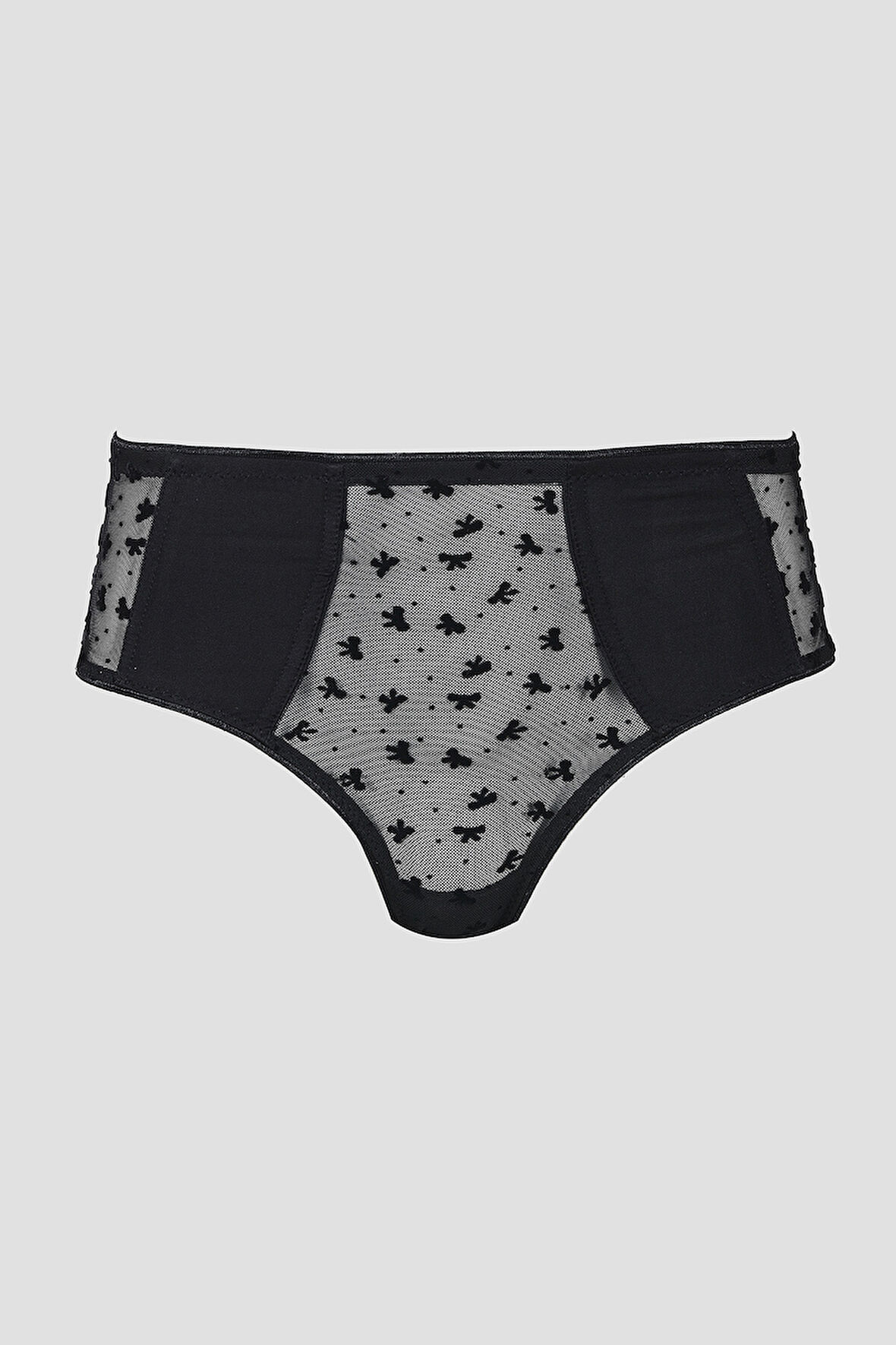 Siyah Bow Yüksek Bel Slip Külot