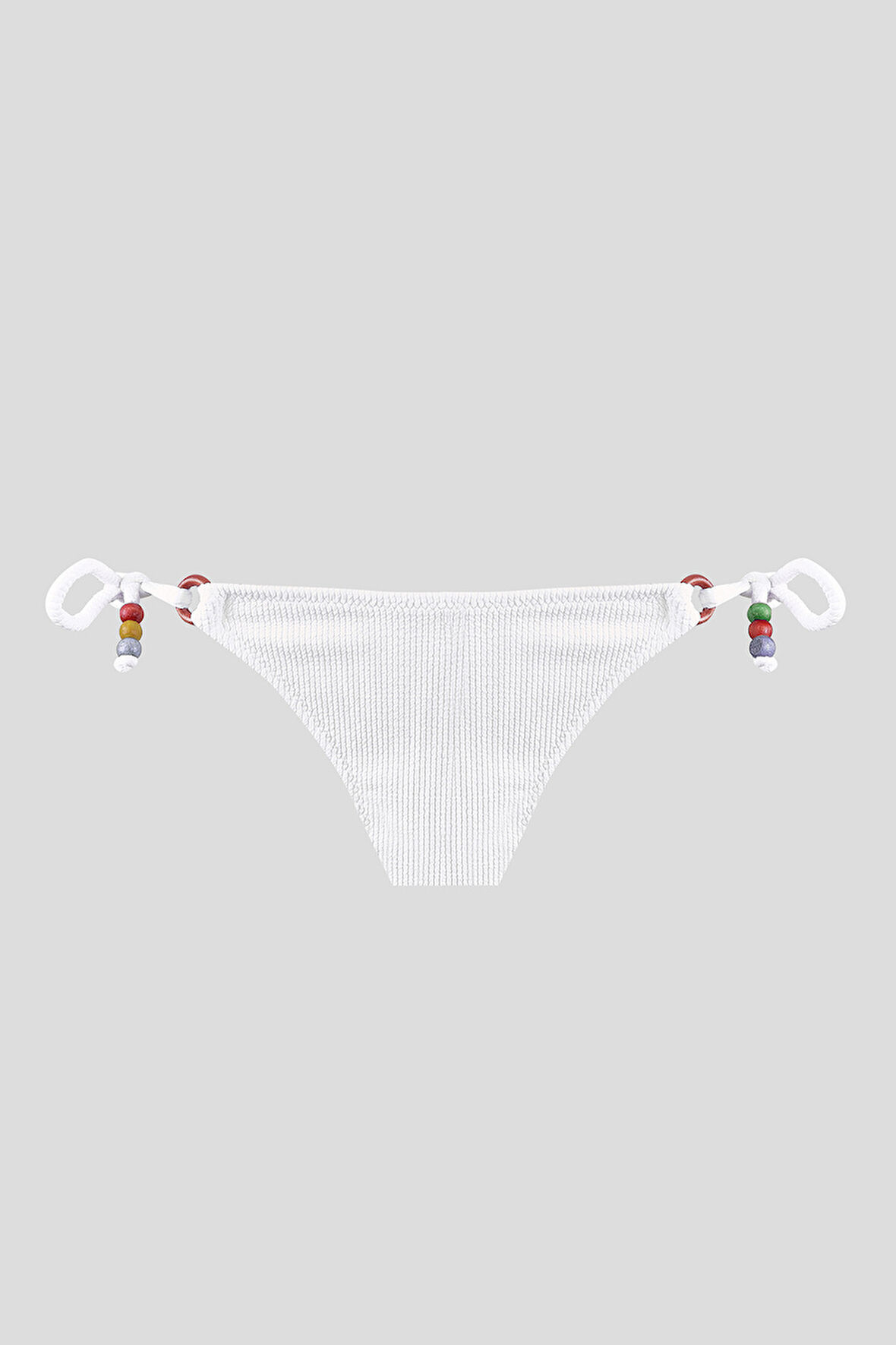 Beyaz Square Wick Yandan Bağlamalı Tek Alt Bikini