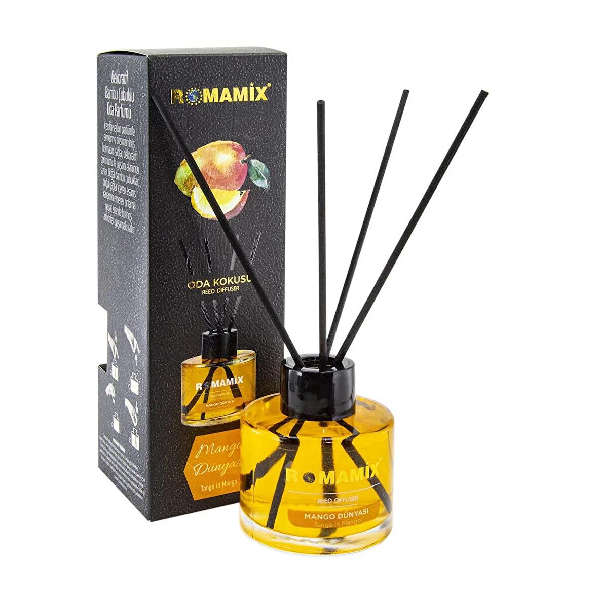 Romamix Mango Dünyası Dekoratif Bambu Çubuklu Oda Kokusu & Oda Parfümü 100 ml