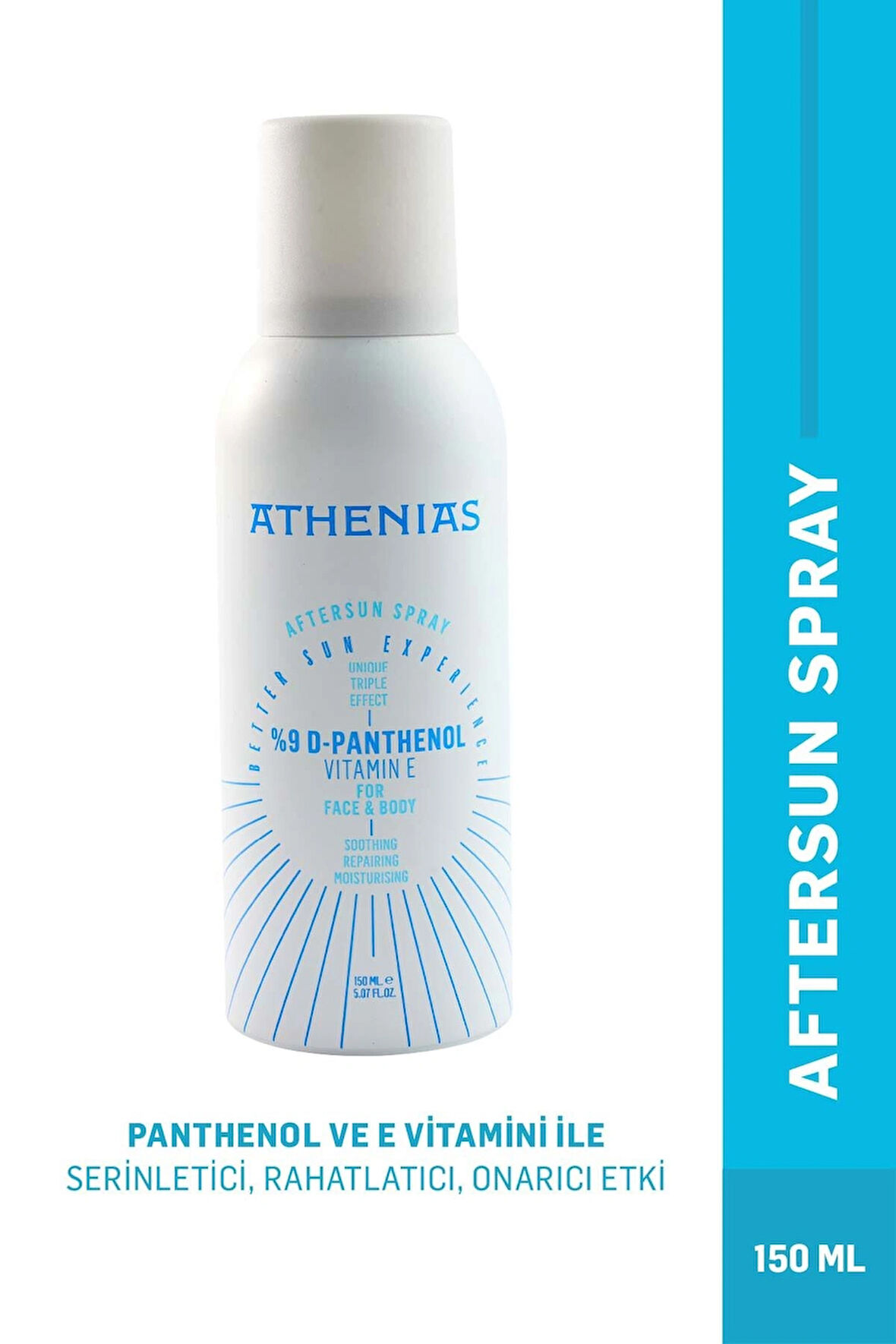 ATHENIAS Panthenol Spray Güneş Sonrası E Vitamini ve Aloe Vera Kızarık Karşıtı Aftersun 150 ml