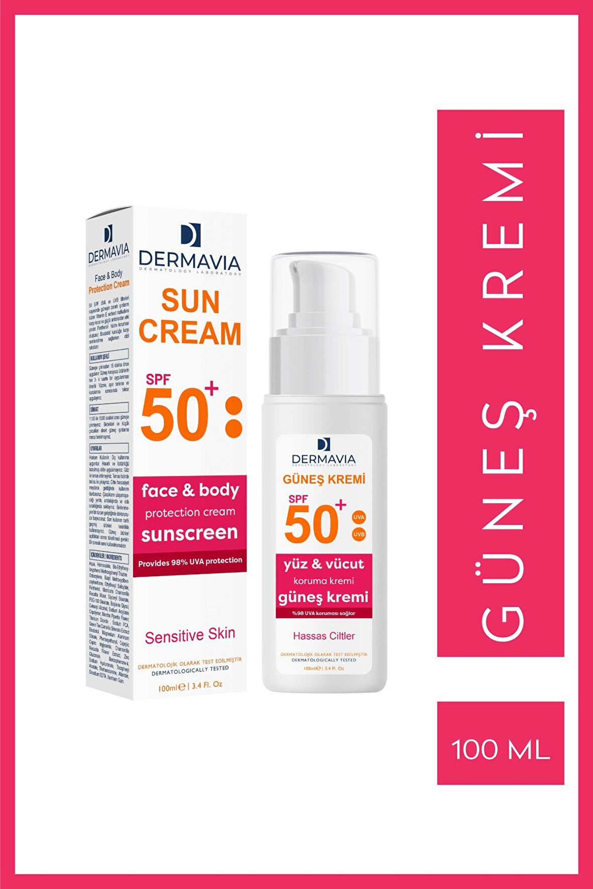 Spf 50 Yüz Ve Vücut Koruma Hassas, Kuru & Kızarık Ciltler Için Güneş Kremi 100 ml Panthenol