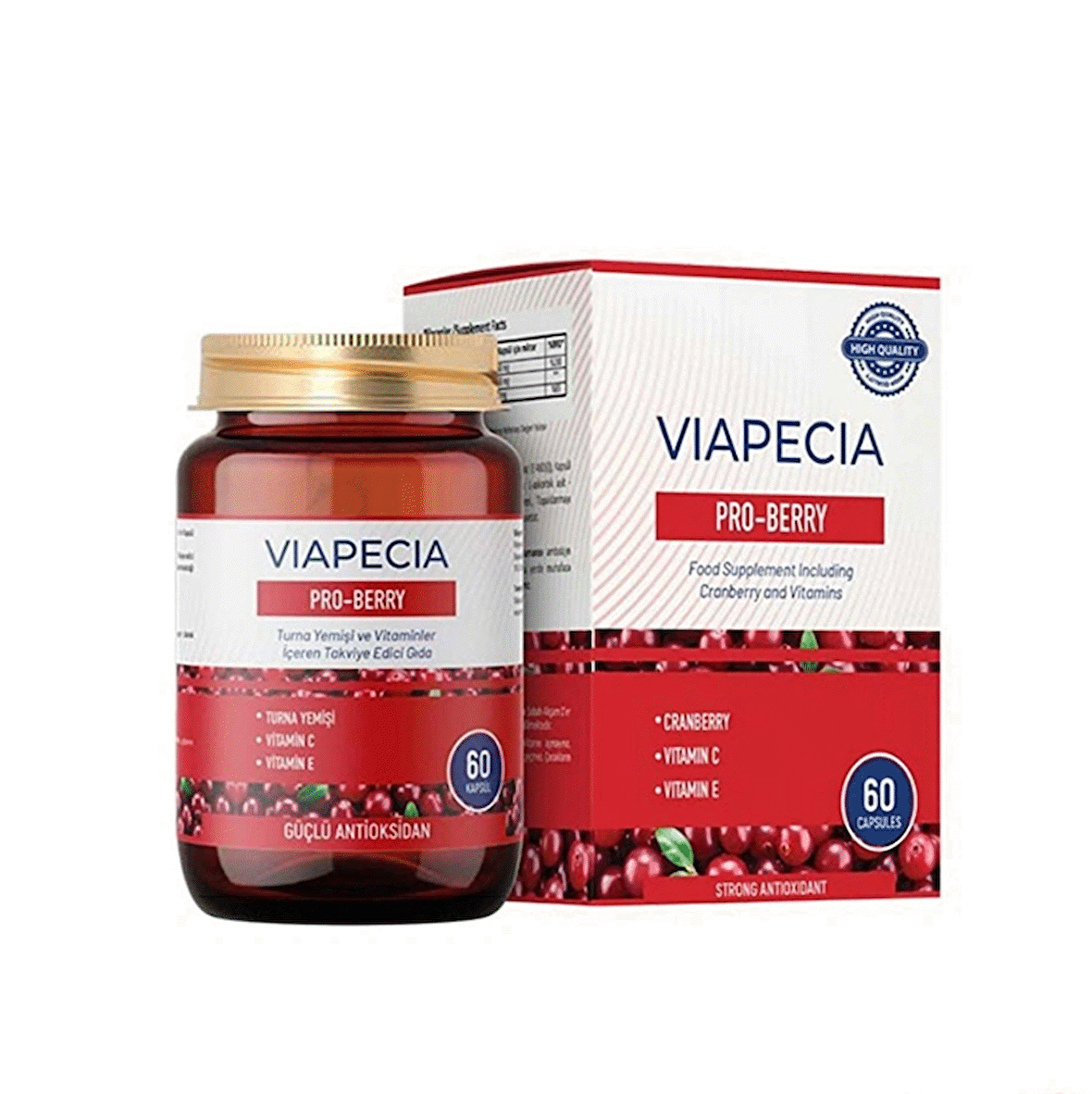 Viapecia Pro-Berry Turna Yeşili ve Vitaminler İçeren Takviye Edici Gıda 60 Kapsül