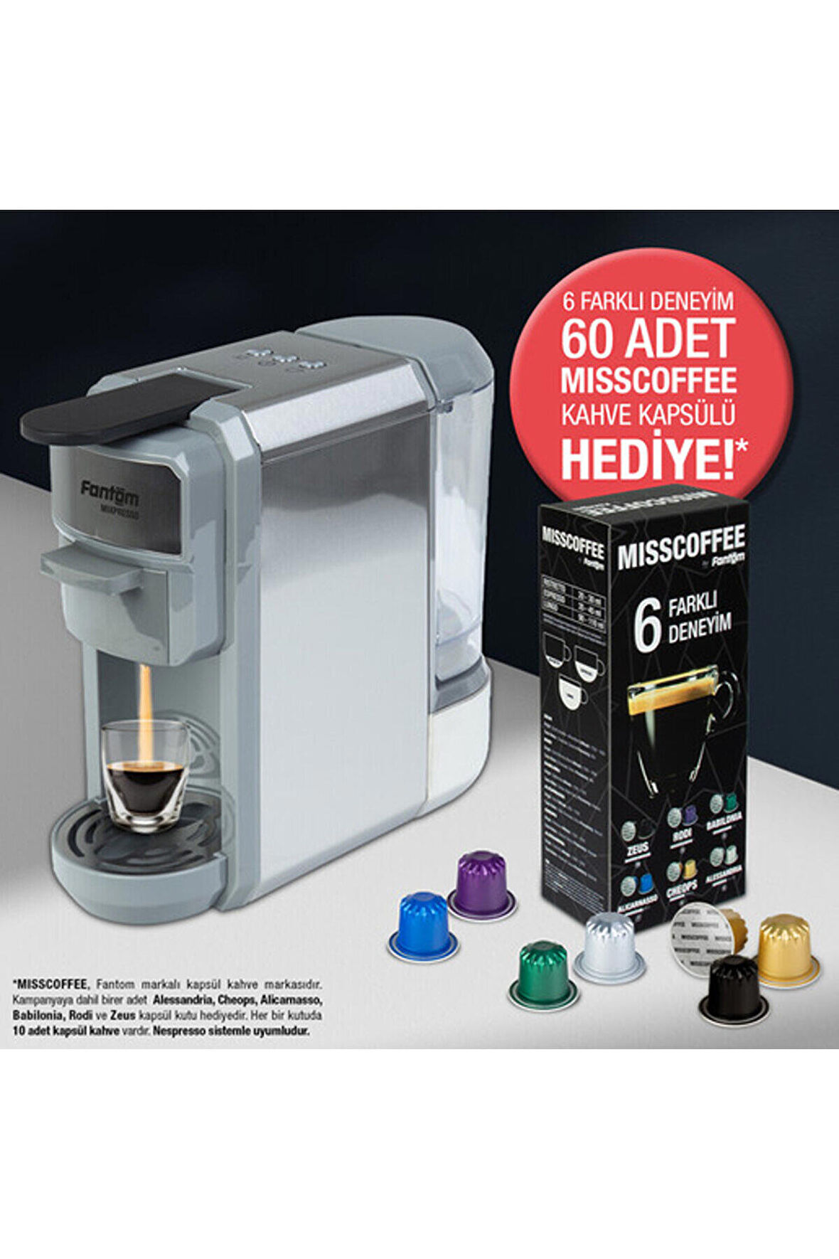  Fantom Mıxpresso Ks 1450 Mısscoffee Hediyeli Kutu Antrasit