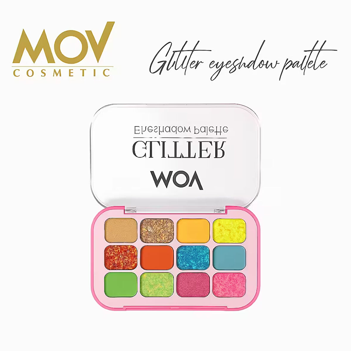 MOV 12’li Glitter Far Paleti No:01 | Işıltılı & Pigmentli Göz Farı Paleti