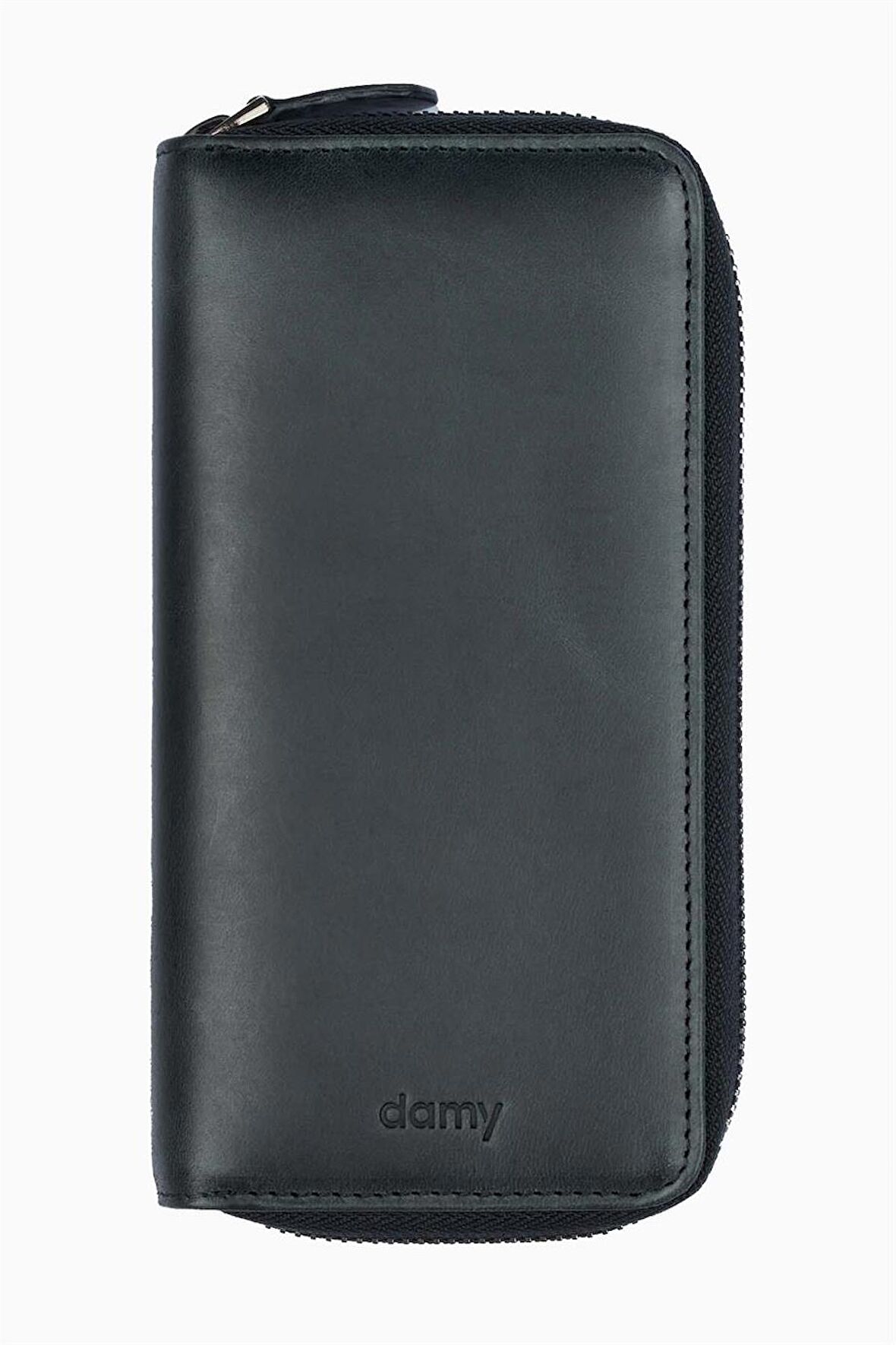 Damy Hakiki Deri RFID Korumalı Telefon Bölmeli El Portföyü 833 - Siyah