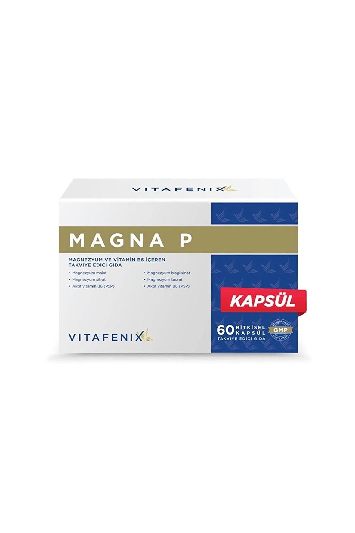 Vitafenix Magna P Magnezyum Ve Vitamin B6 İçeren Kapsül Takviye Edici Gıda VTF-008