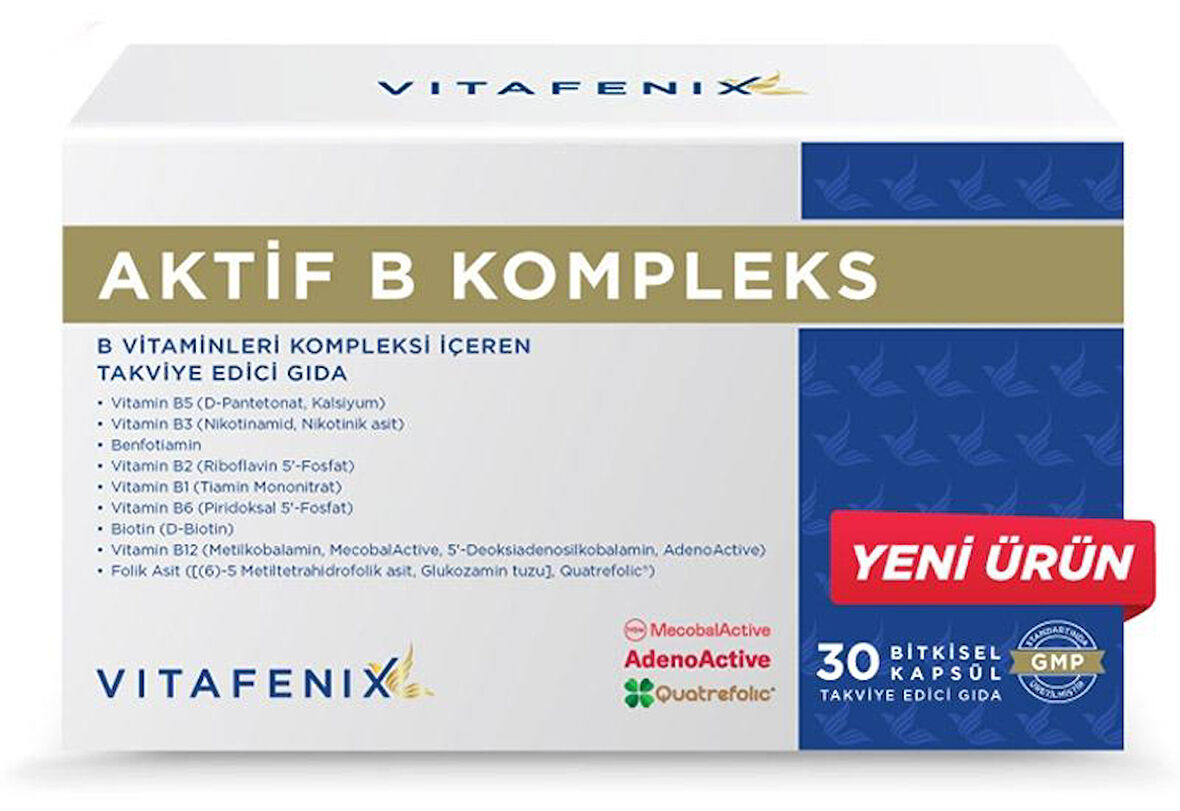 Vitafenix Aktif B Kompleks İçeren Takviye Edici Gıda 40 Kapsül- SKT:05/2026