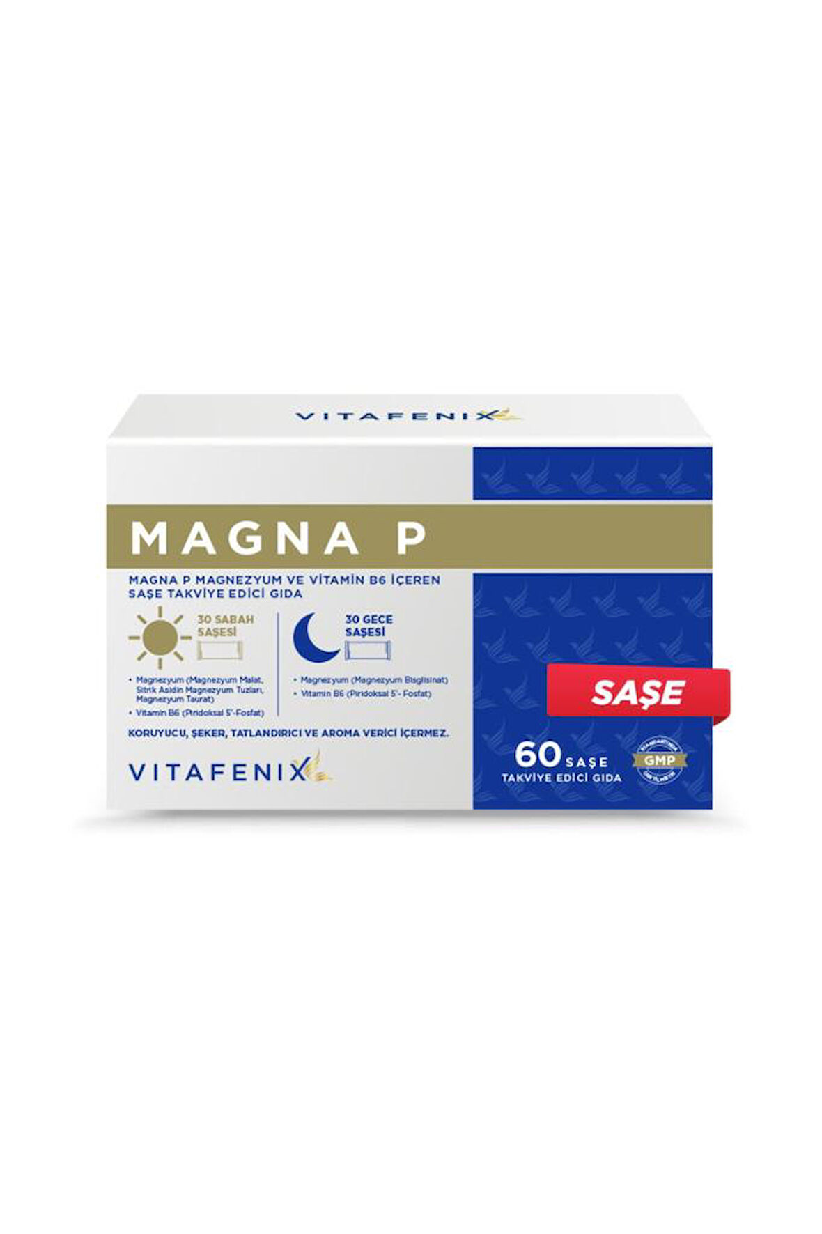 Vitafenix Magna P Magnezyum ve Vitamin B6 İçeren Şase Takviye Edici Gıda 60 Şase  - SKT:03/2026