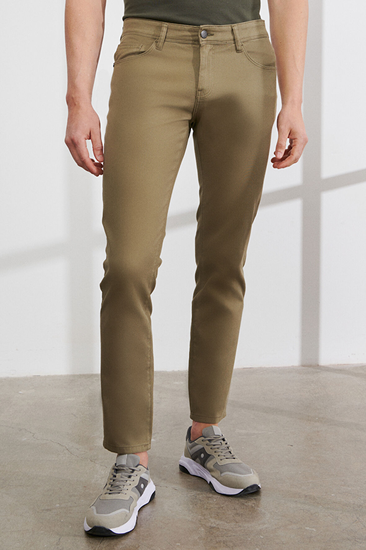Slim Fit Dar Kesim 5 Cep Armürlü Esnek Pantolon