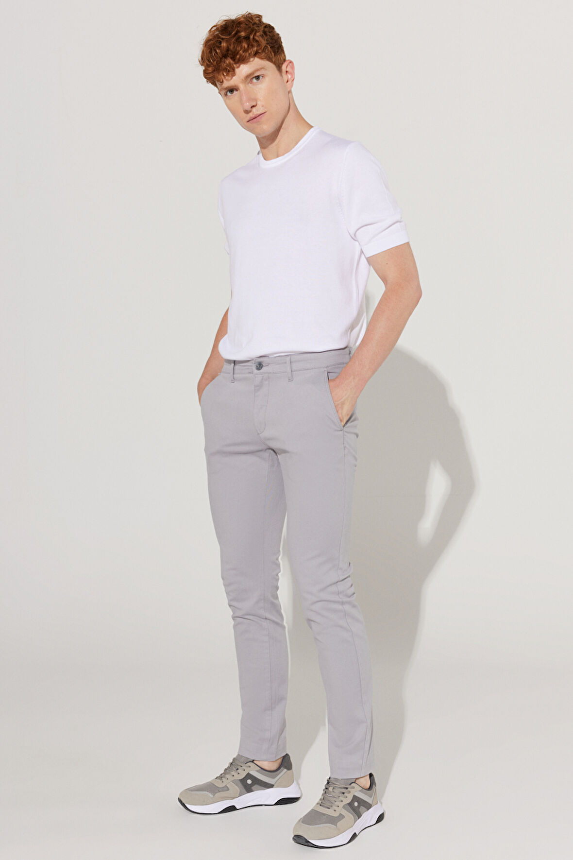 Slim Fit Dar Kesim Pamuklu Esnek Yan Cep Rahat Chino Pantolon