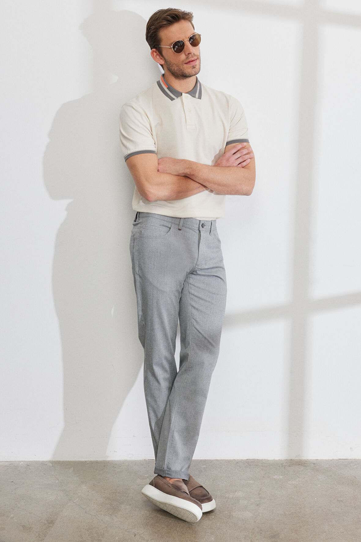 Slim Fit Dar Kesim 5 Cep Pamuklu Armürlü Esnek Pantolon