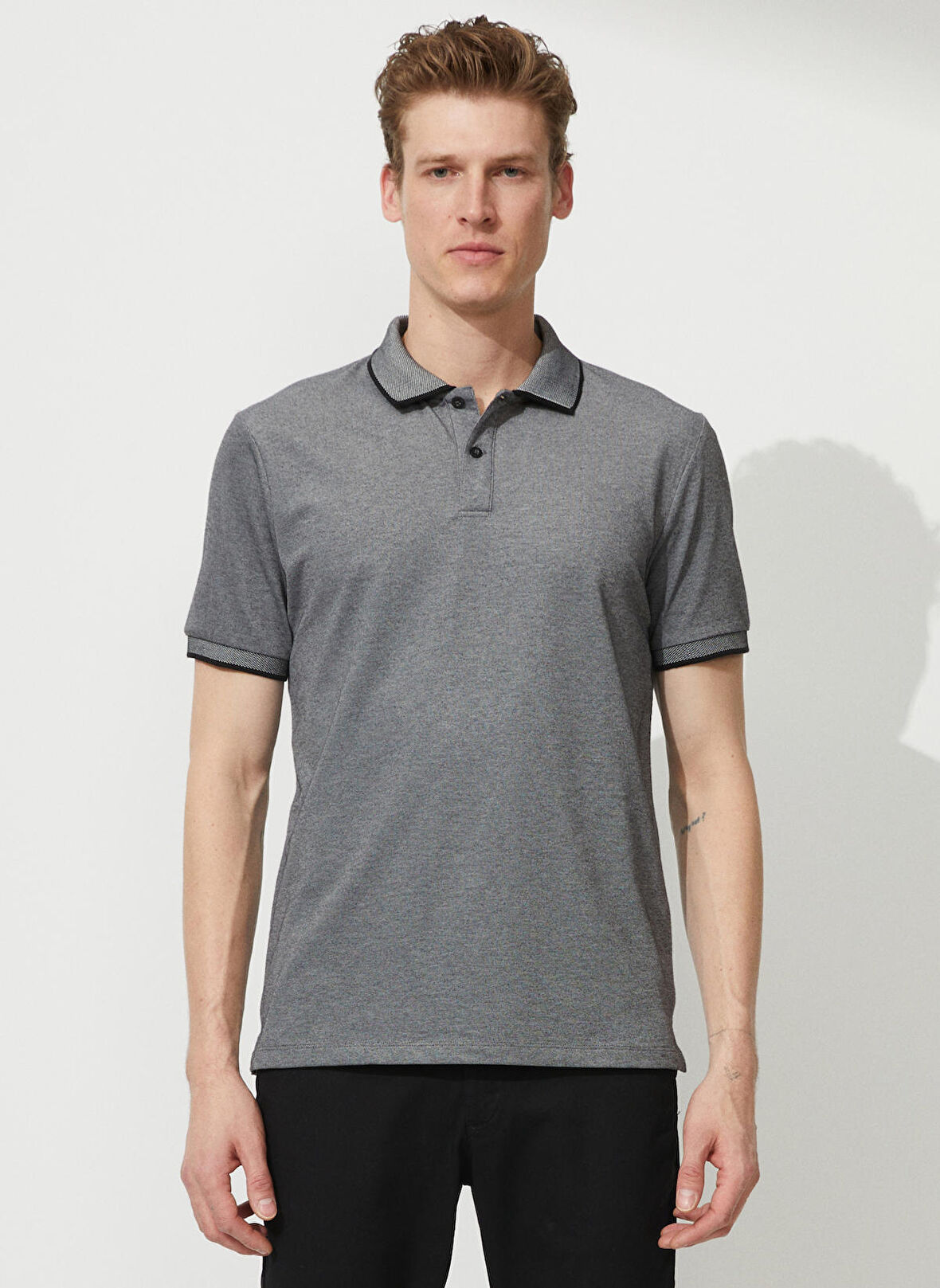 Altınyıldız Classics Siyah - Beyaz Erkek Polo T-Shirt 4A9000000003