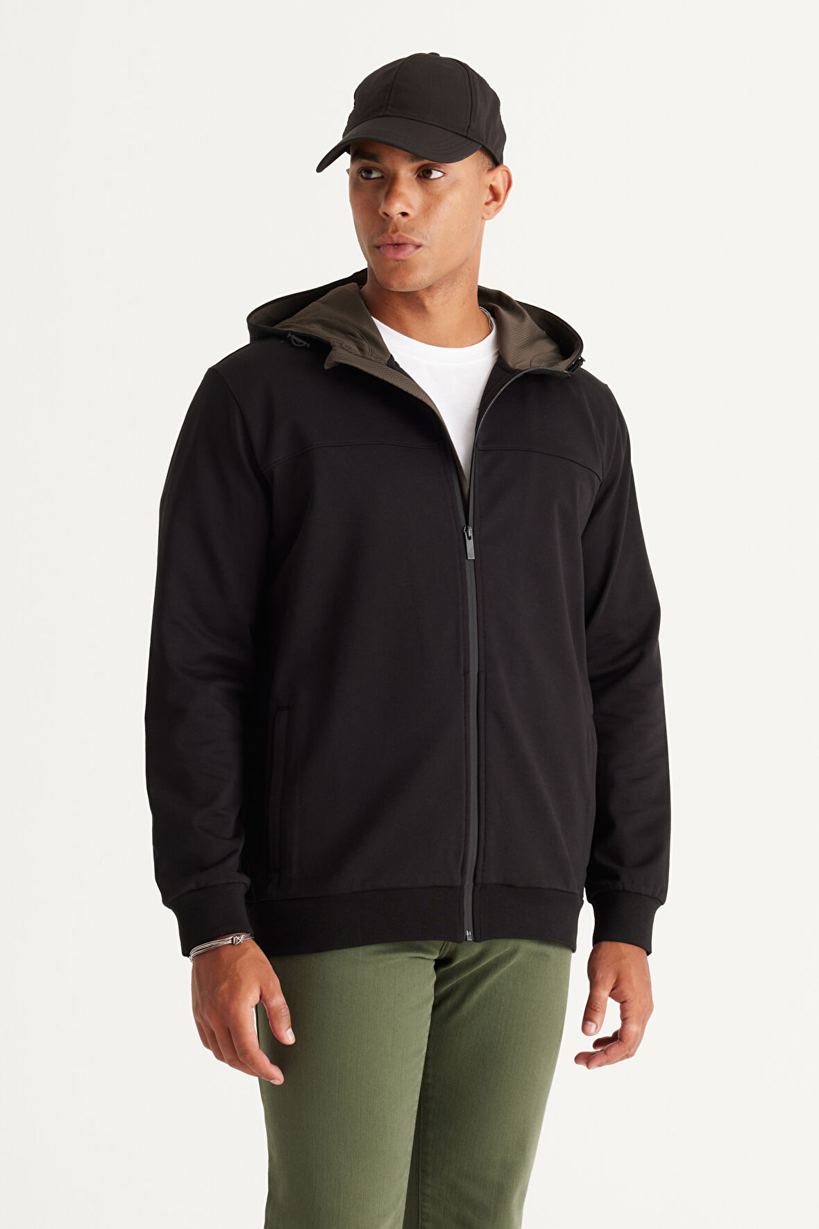 Slim Fit Dar Kesim Kapüşonlu Pamuklu Sweatshirt