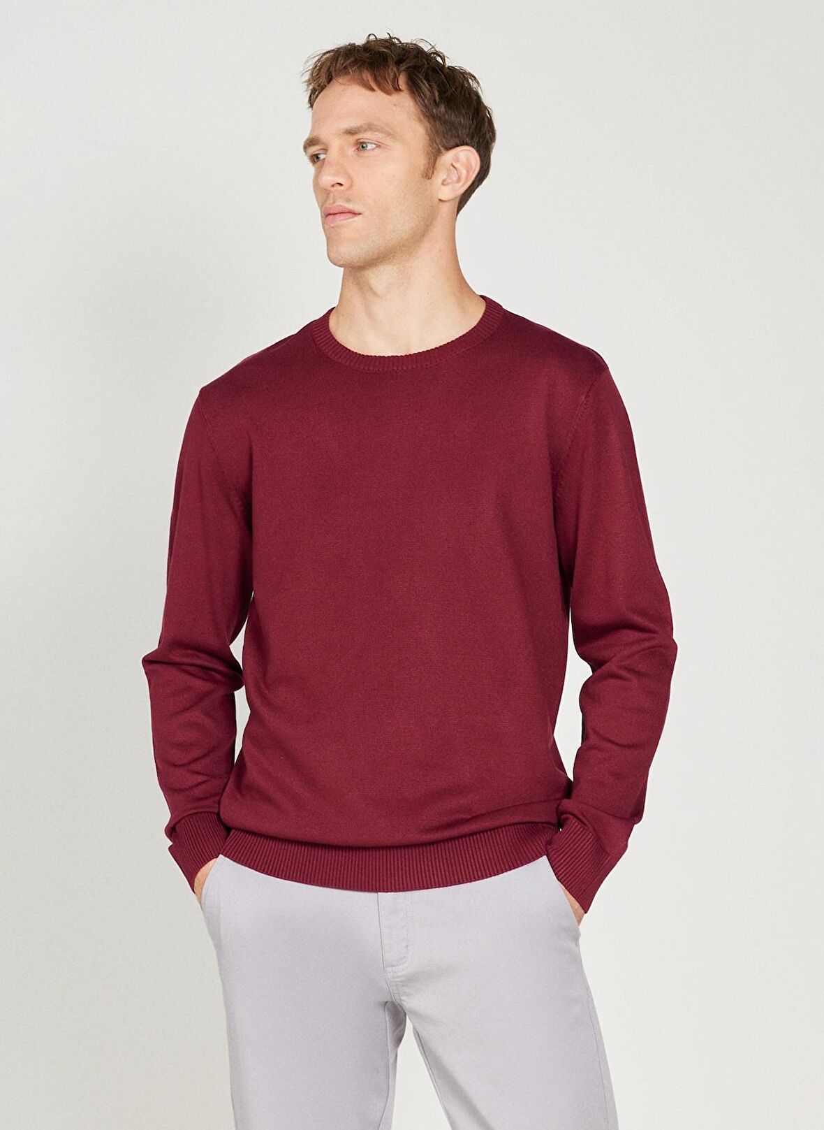 Bisiklet Yaka Standart Bordo Erkek Kazak 4A4924100001