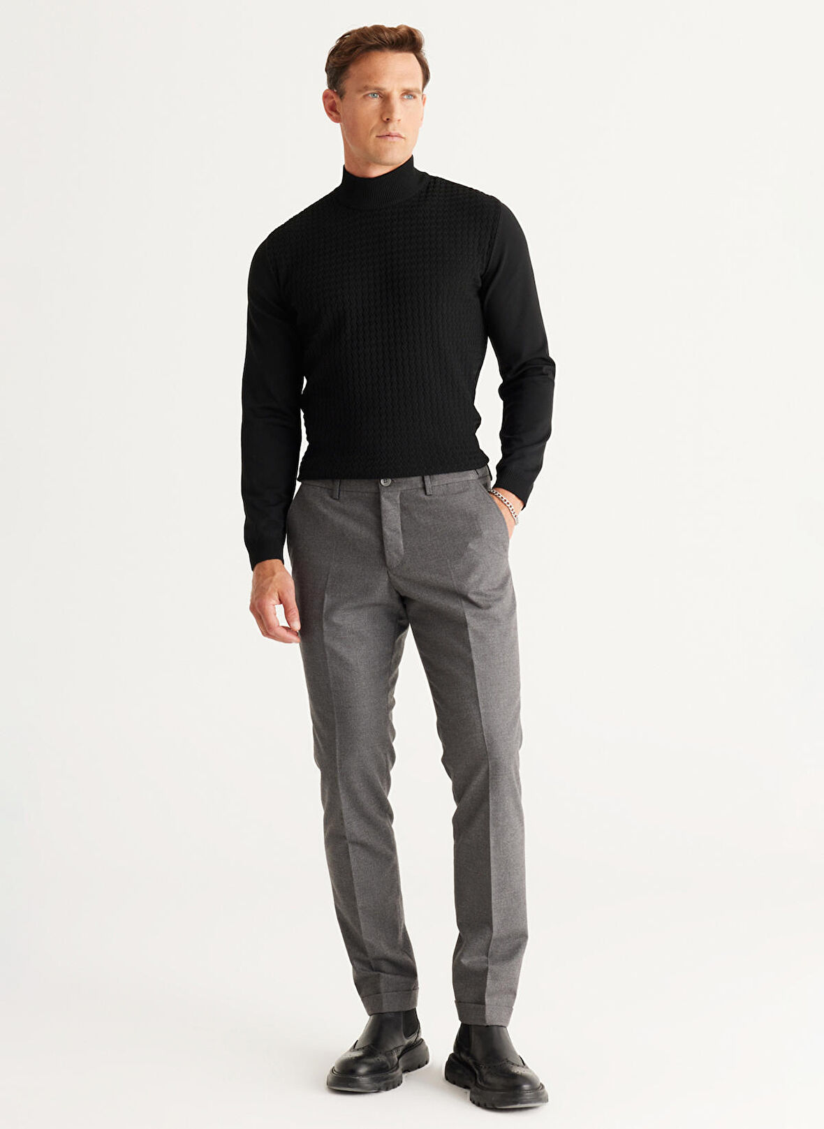 Altınyıldız Classics Normal Bel Dar Paça Slim Fit Gri Erkek Pantolon 4A0124100028