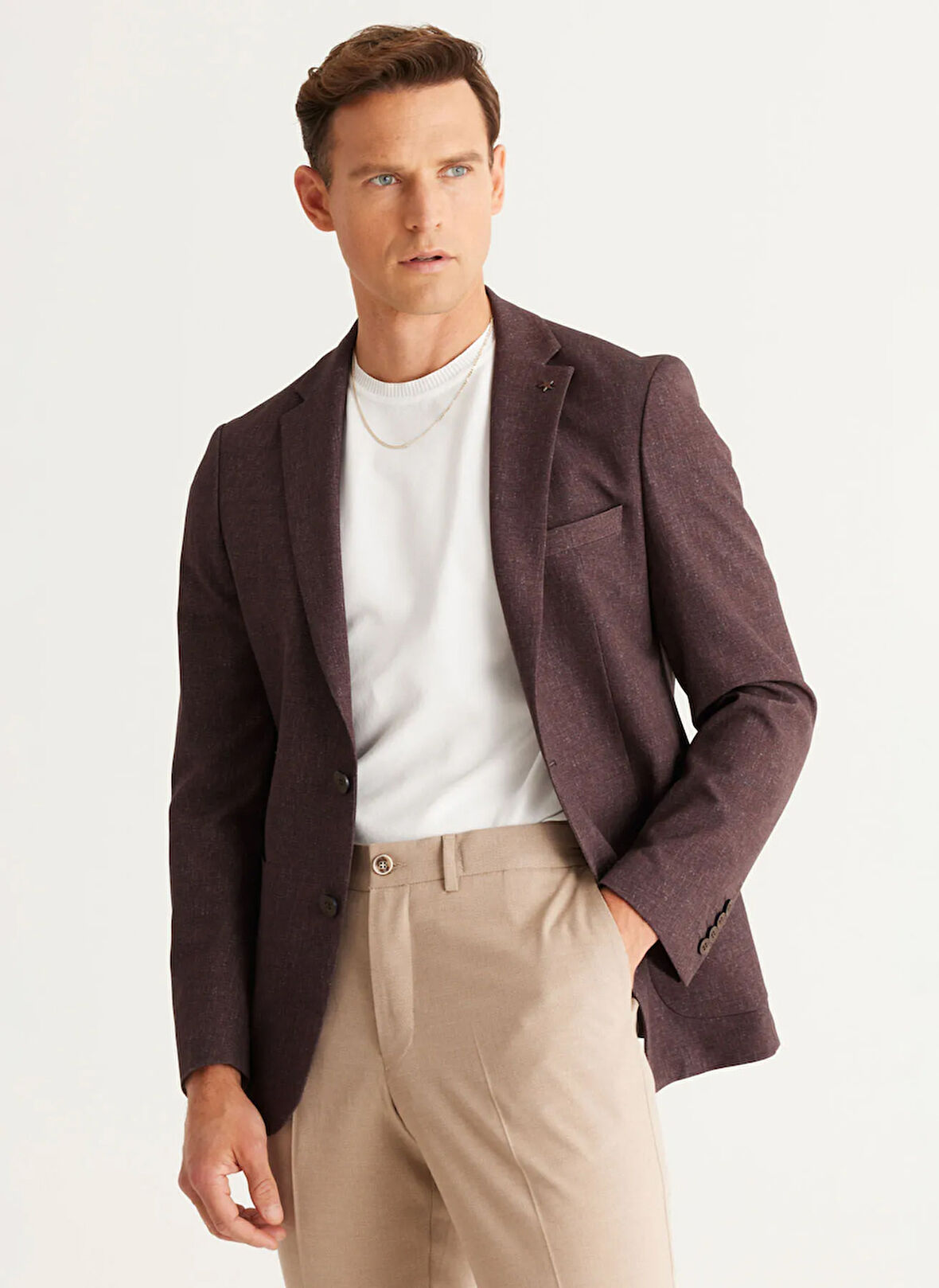 Altınyıldız Classics Slim Fit Siyah - Kahve Erkek Ceket 4A0424100002
