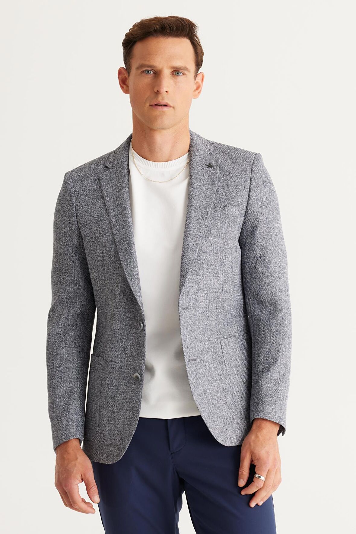 Altınyıldız Slim Fit Dar Kesim Mono Yaka Desenli Erkek Ceket 4A0424100042
