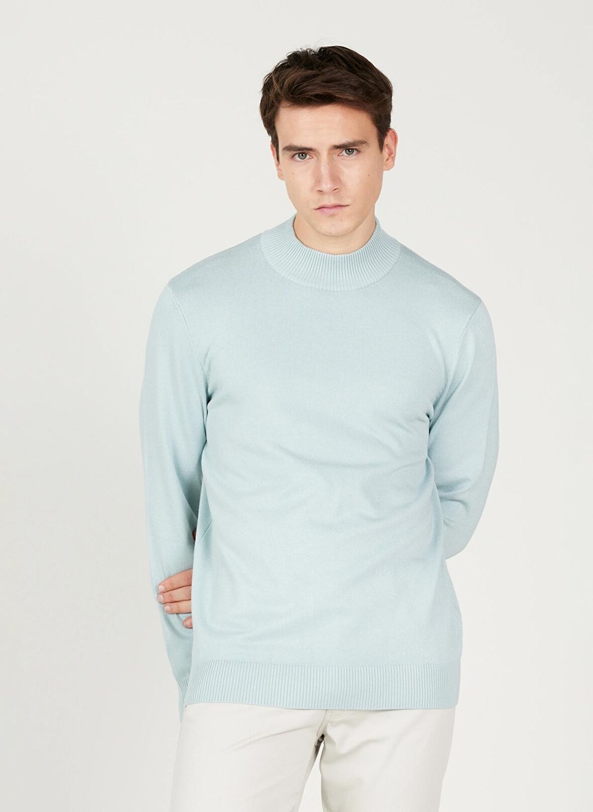 Altınyıldız Classics Yarım Balıkçı Yaka Standart Su Yeşili Erkek Kazak 4A4924100005