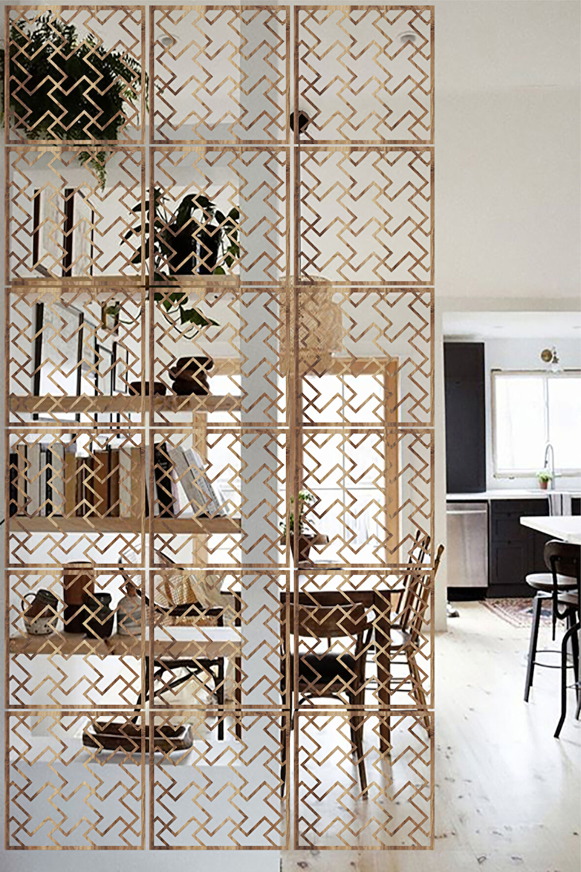 Lucena Ahşap Seperatör Sarkıt Panel Paravan Levha Seti 4 Adet Lazer Desen Seçenekli - 024