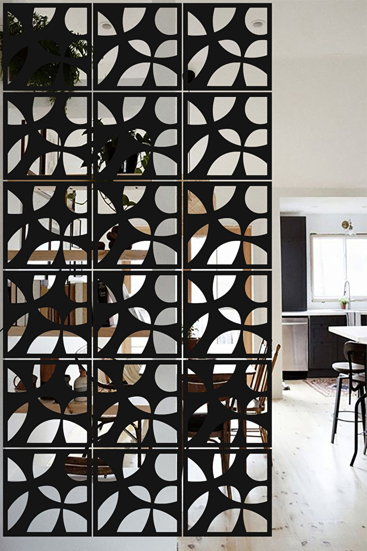 Lucena Ahşap Seperatör Sarkıt Panel Paravan Levha Seti 4 Adet Lazer Desen Seçenekli - 032