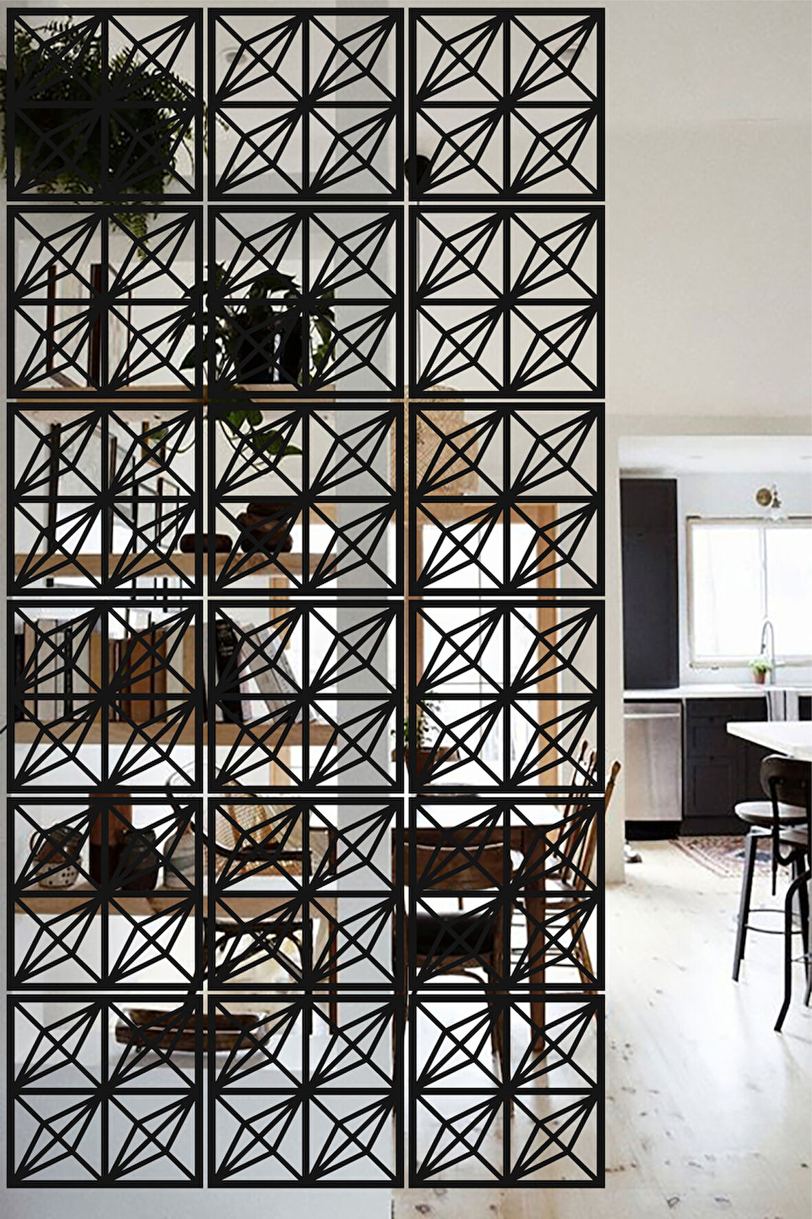 Lucena Ahşap Seperatör Sarkıt Panel Paravan Levha Seti 4 Adet Lazer Desen Seçenekli - 062