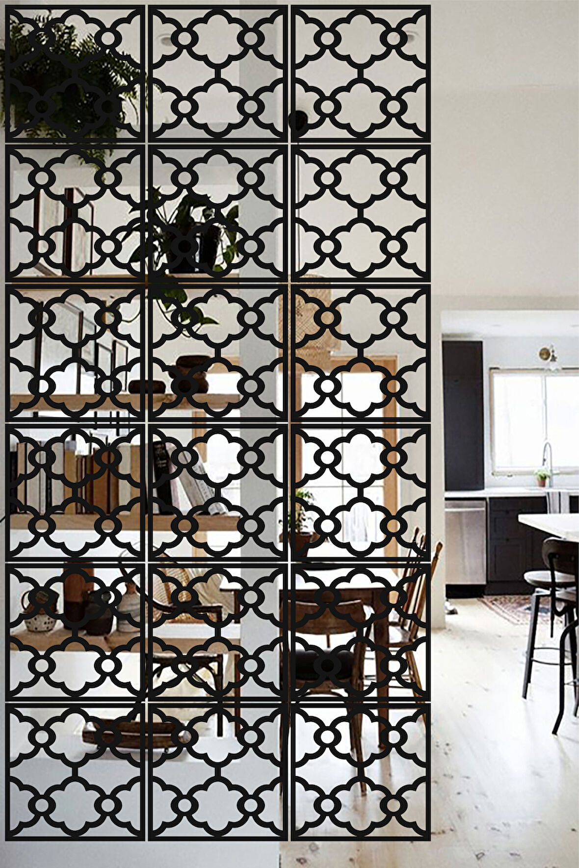 Lucena Ahşap Seperatör Sarkıt Panel Paravan Levha Seti 4 Adet Lazer Desen Seçenekli - 067