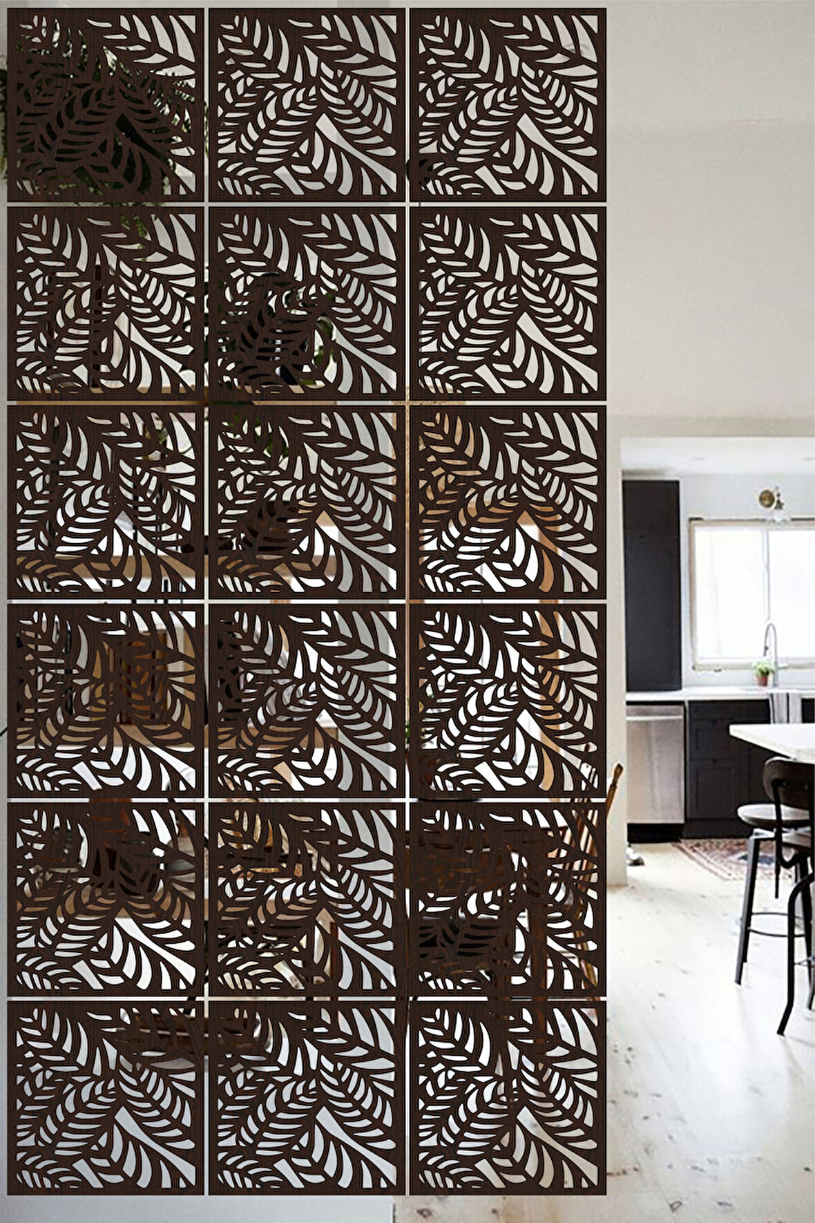 Lucena Ahşap Seperatör Sarkıt Panel Paravan Levha Seti 4 Adet Lazer Desen Seçenekli - 087