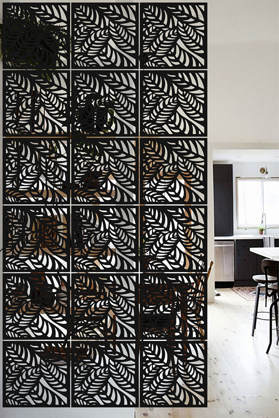 Lucena Ahşap Seperatör Sarkıt Panel Paravan Levha Seti 4 Adet Lazer Desen Seçenekli - 087