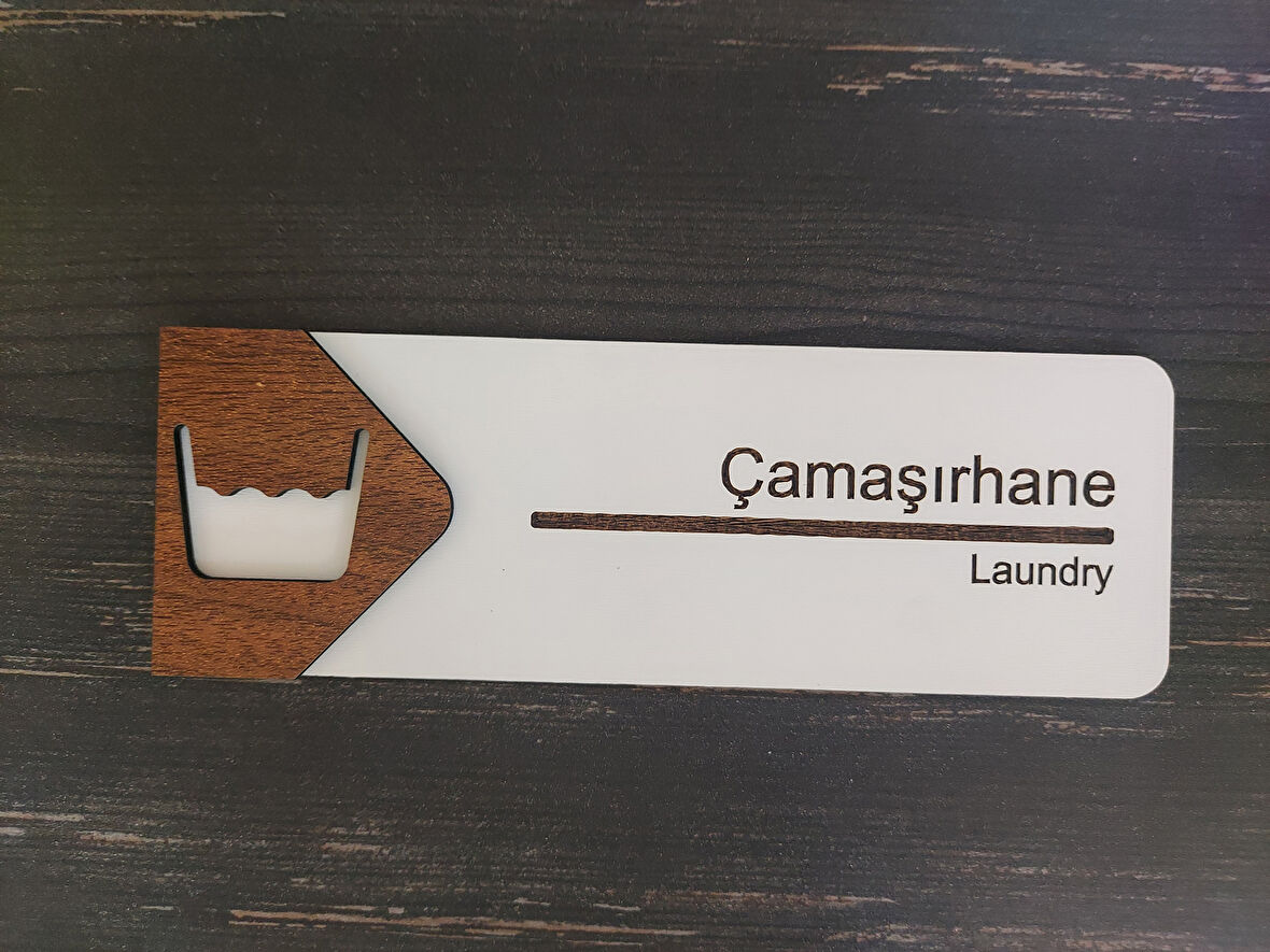 Lucena Çamaşırhane Ofis Oda Kapı İsimliği Yönlendirme Tabelası Levhası Kişiselleştirilebilir