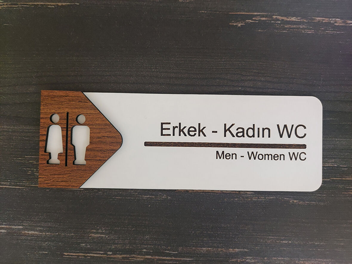 Lucena Erkek - Kadın WC Ofis Oda Kapı İsimliği Yönlendirme Tabelası Levhası Kişiselleştirilebilir