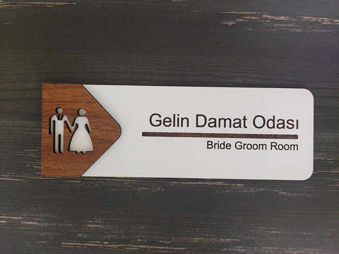 Lucena Gelin Damat Odası Ofis Oda Kapı İsimliği Yönlendirme Tabelası Levhası Kişiselleştirilebilir