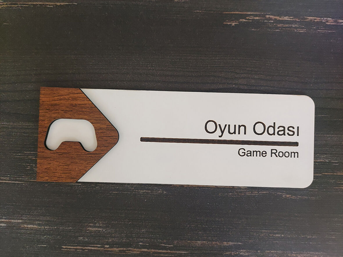 Lucena Oyun Odası Ofis Oda Kapı İsimliği Yönlendirme Tabelası Levhası Kişiselleştirilebilir