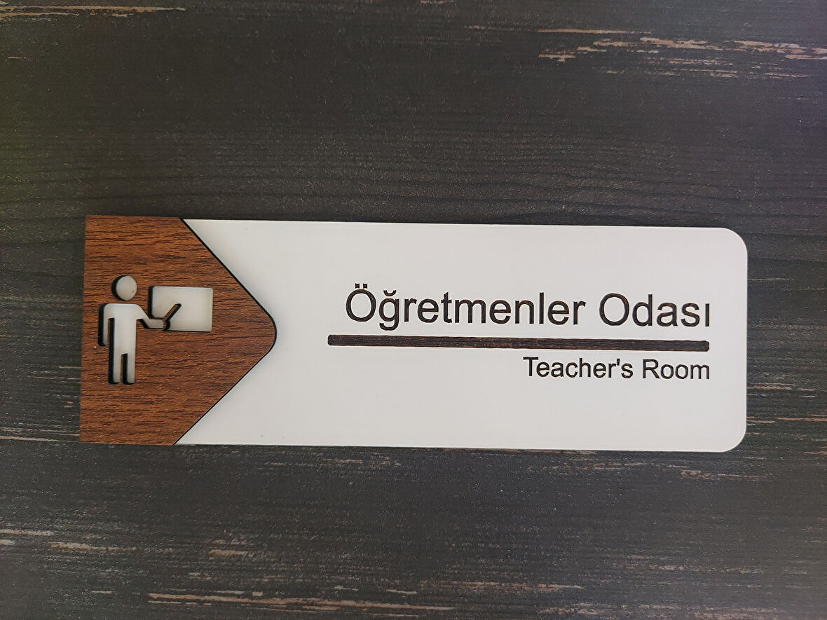Lucena Öğretmenler Odası Ofis Oda Kapı İsimliği Yönlendirme Tabelası Levhası Kişiselleştirilebilir
