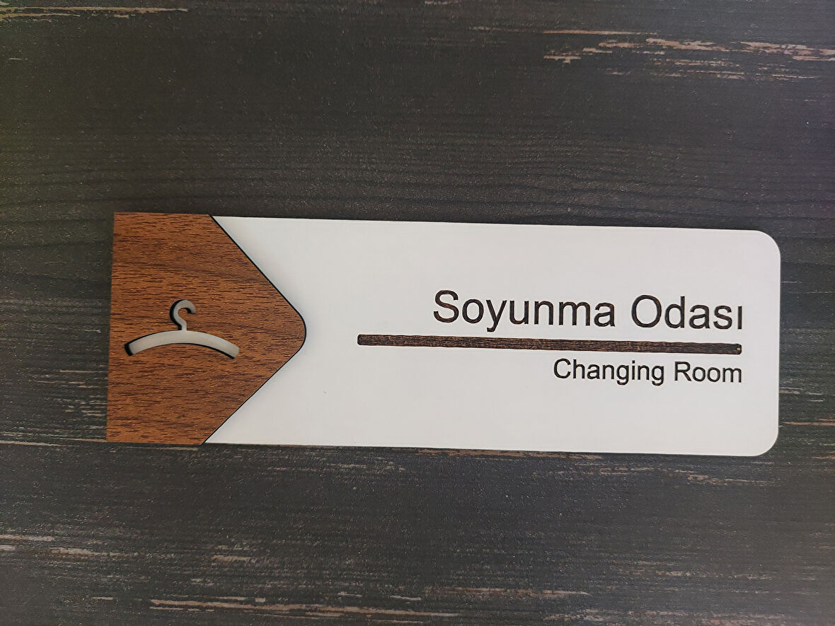 Lucena Soyunma Odası Ofis Oda Kapı İsimliği Yönlendirme Tabelası Levhası Kişiselleştirilebilir
