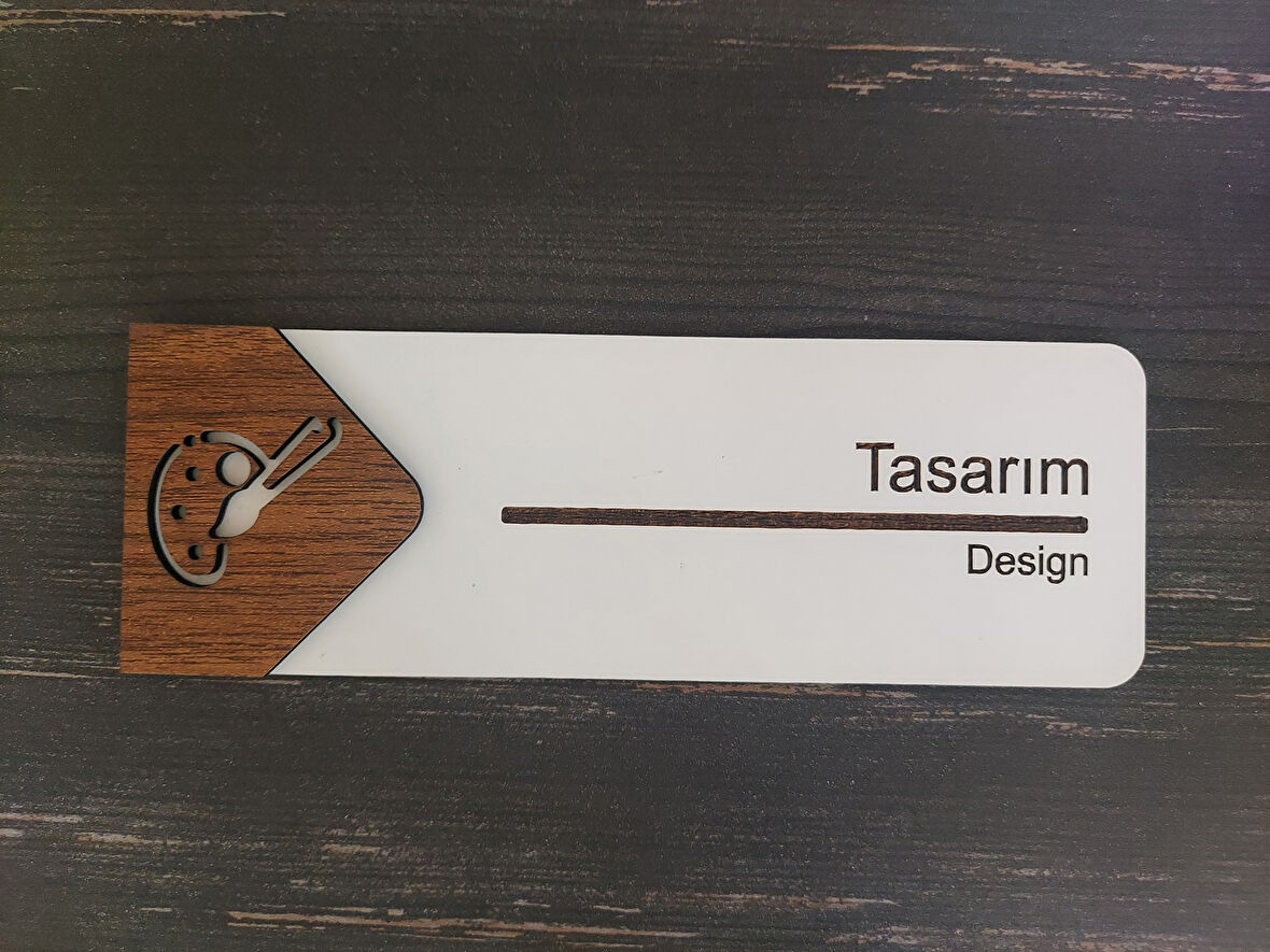 Lucena Tasarım Ofis Oda Kapı İsimliği Yönlendirme Tabelası Levhası Kişiselleştirilebilir