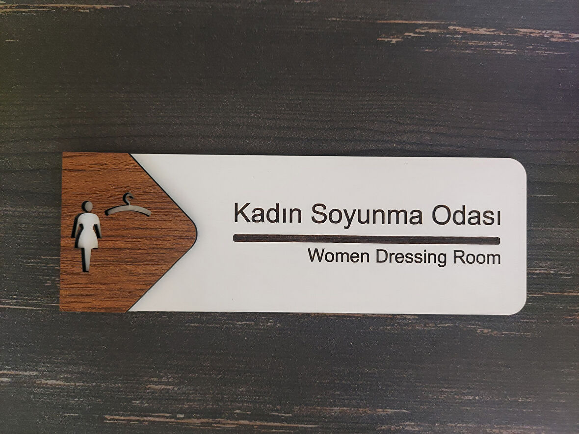 Lucena Kadın Soyunma Odası Ofis Oda Kapı İsimliği Yönlendirme Tabelası Levhası Kişiselleştirilebilir