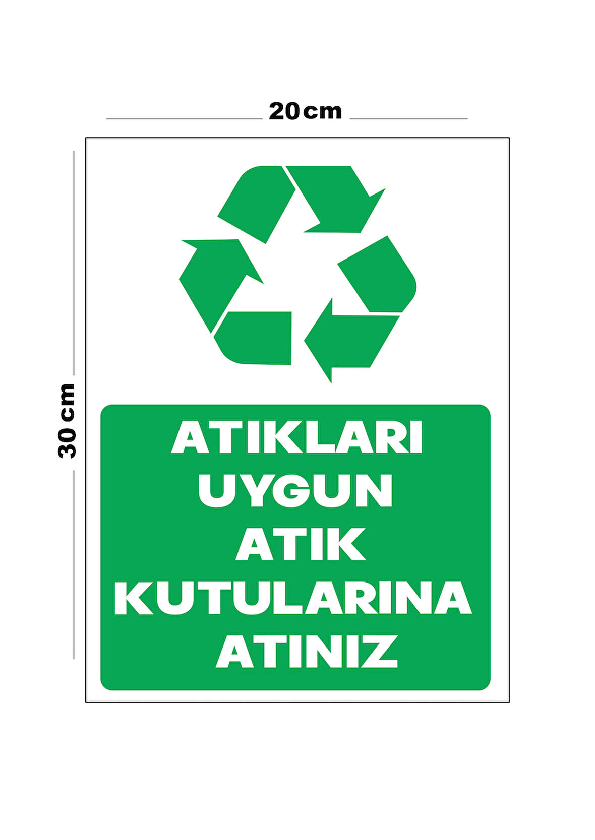 Metal Atıkları Uygun Atık Kutularına Atınız 20cm x 30cm A4 Büyüklüğünde Uyarı Levhası Yönlendirme